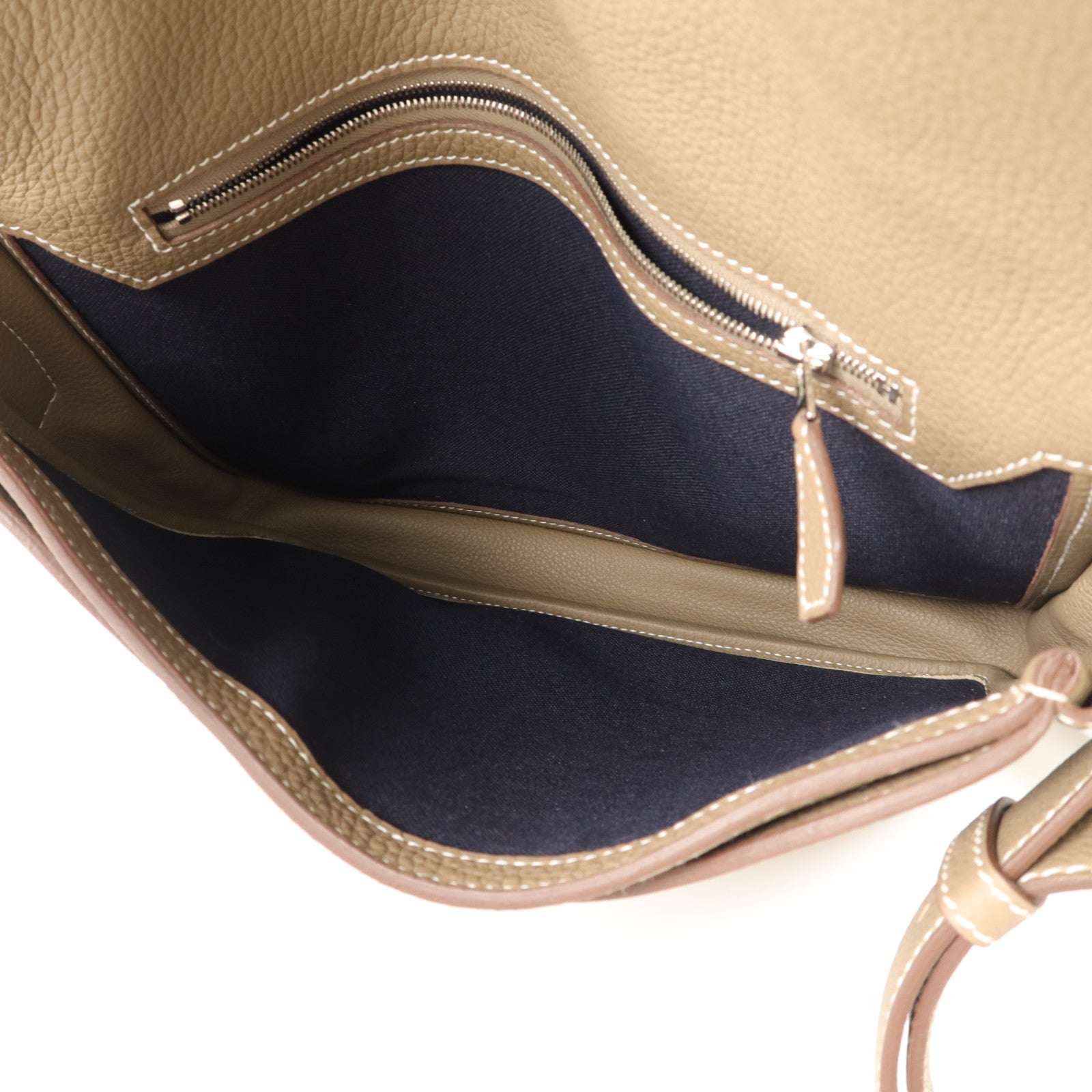 HERMES Clemence皮革Steve Light Junior肩背袋Etoupe