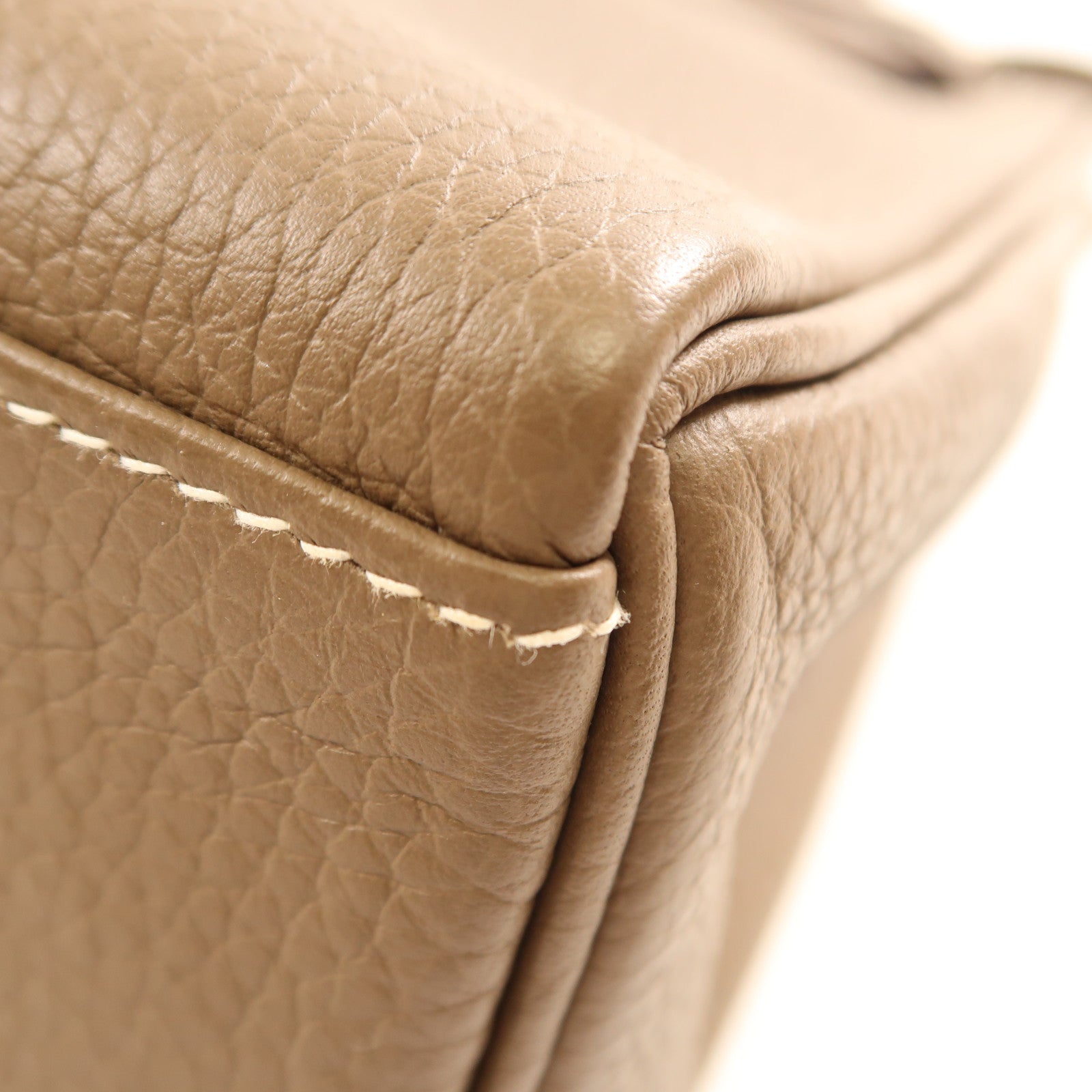 HERMES Clemence皮革Kelly Ado銀扣背包Etoupe