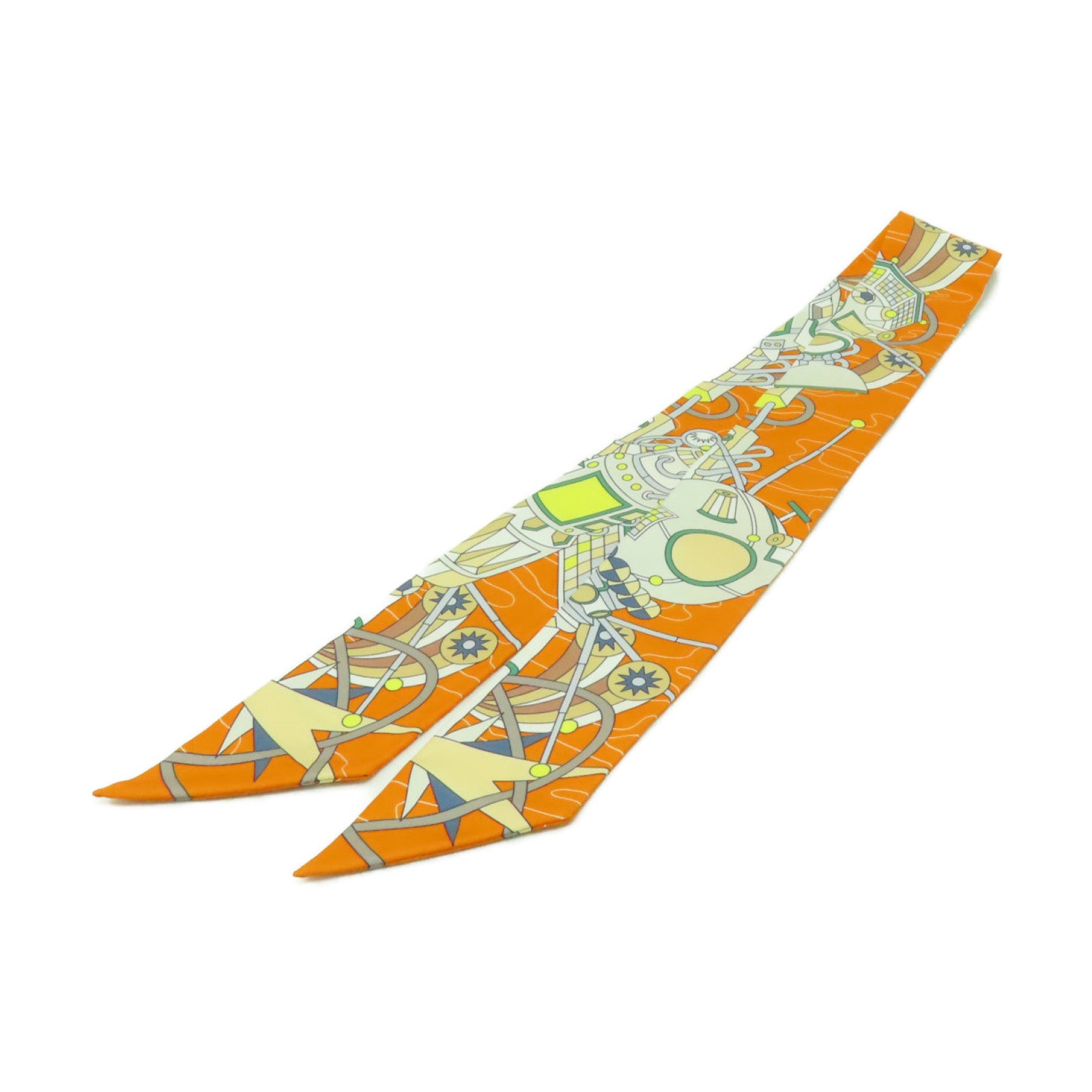 HERMES 【激減優惠】絲質Twilly絲巾橙色/彩色