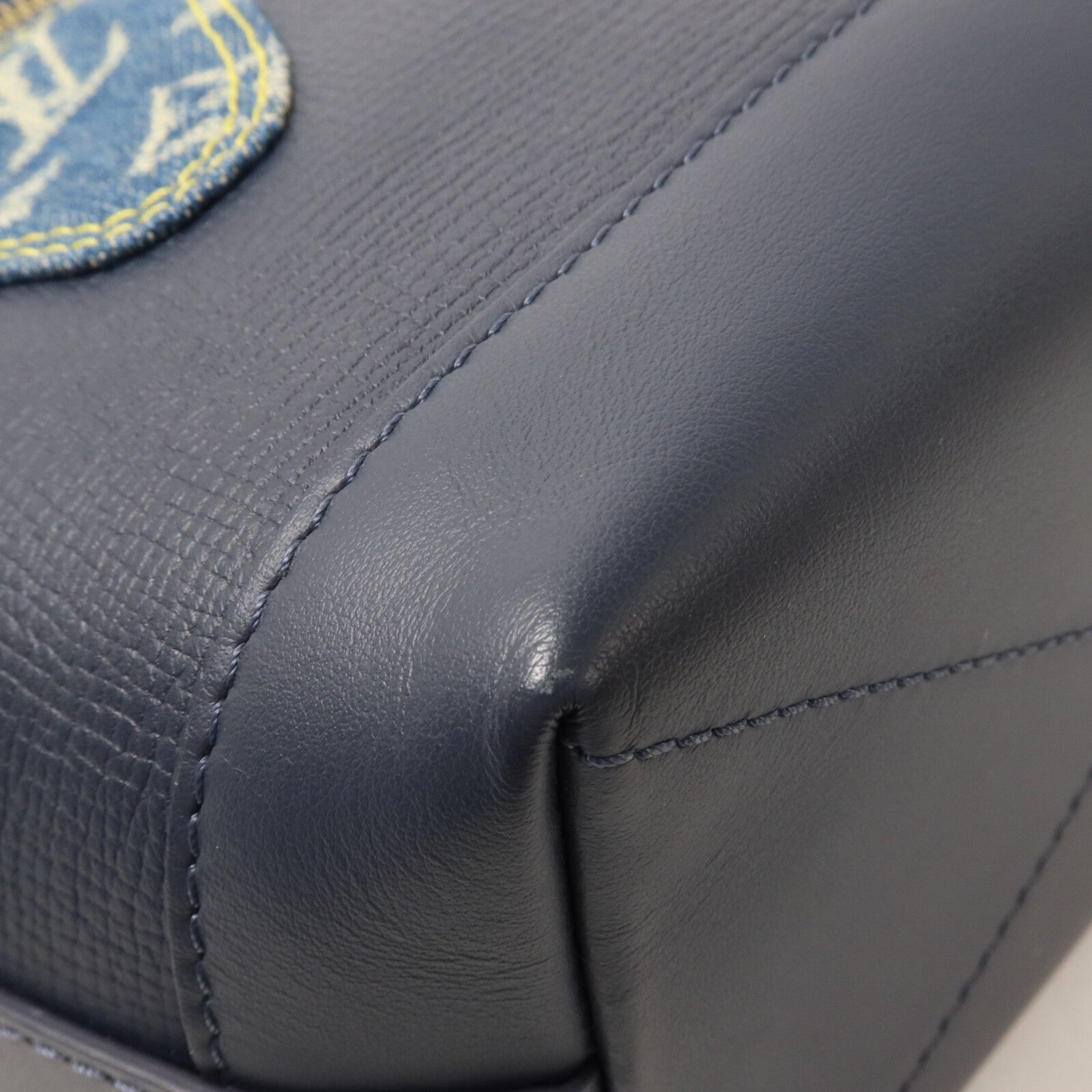 LOUIS VUITTON Monogram Denim/Taurillon Japanese Cruiser手挽肩背兩用袋