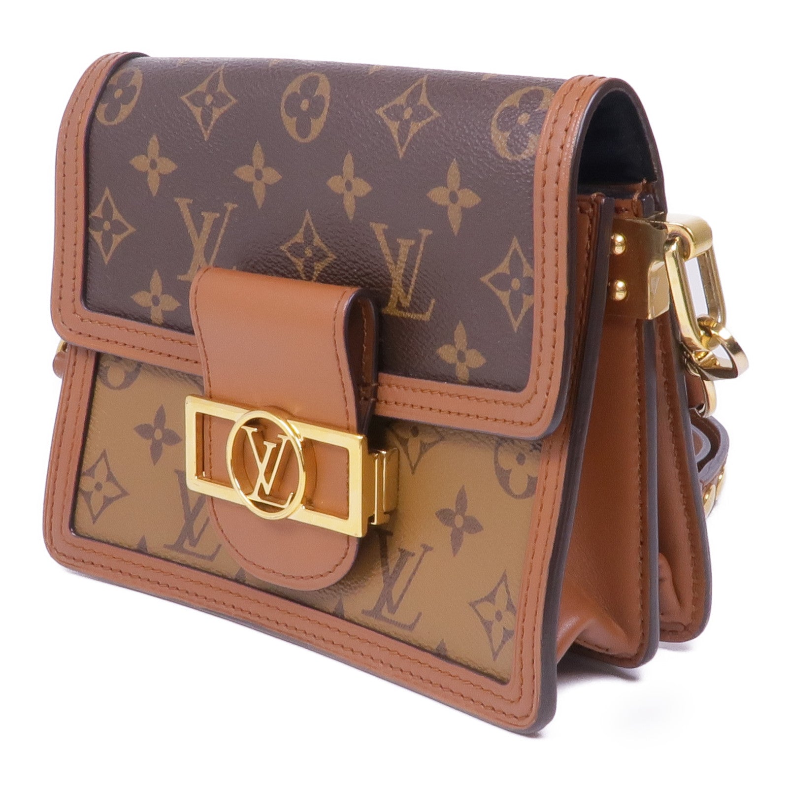 LOUIS VUITTON Monogram Reverse Mini Dauphine金扣肩背袋