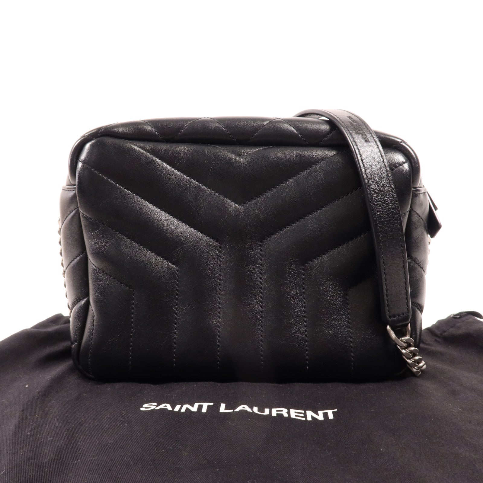 SAINT LAURENT 牛皮皮革Loulou Bag銀扣肩背袋