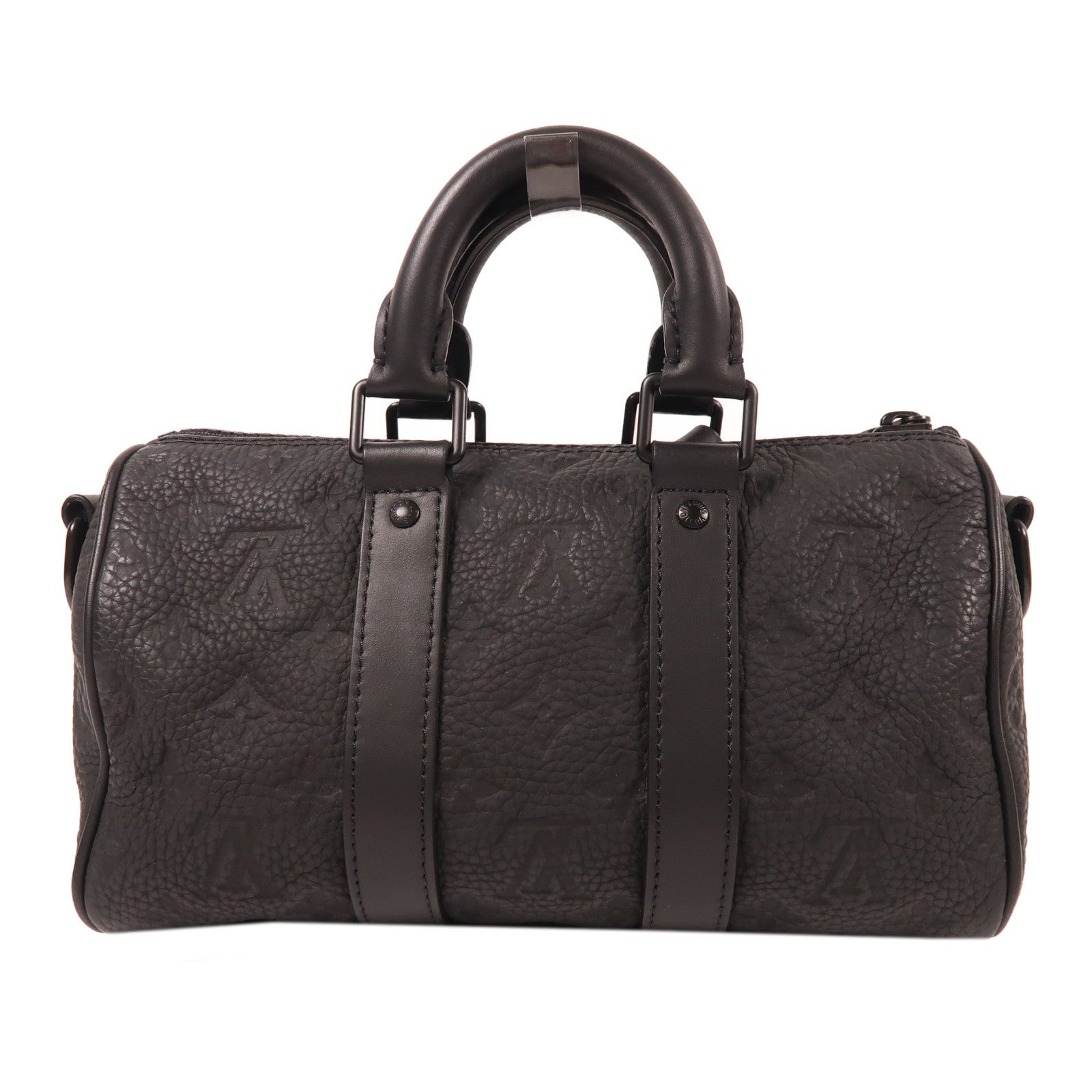 LOUIS VUITTON Taurillon Monogram Keepall Bandouliere 25手挽肩背兩用袋黑色