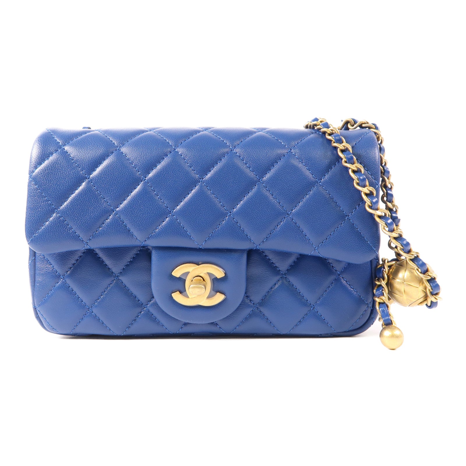 CHANEL 羊皮皮革Mini Classic 20金扣鏈帶肩背袋