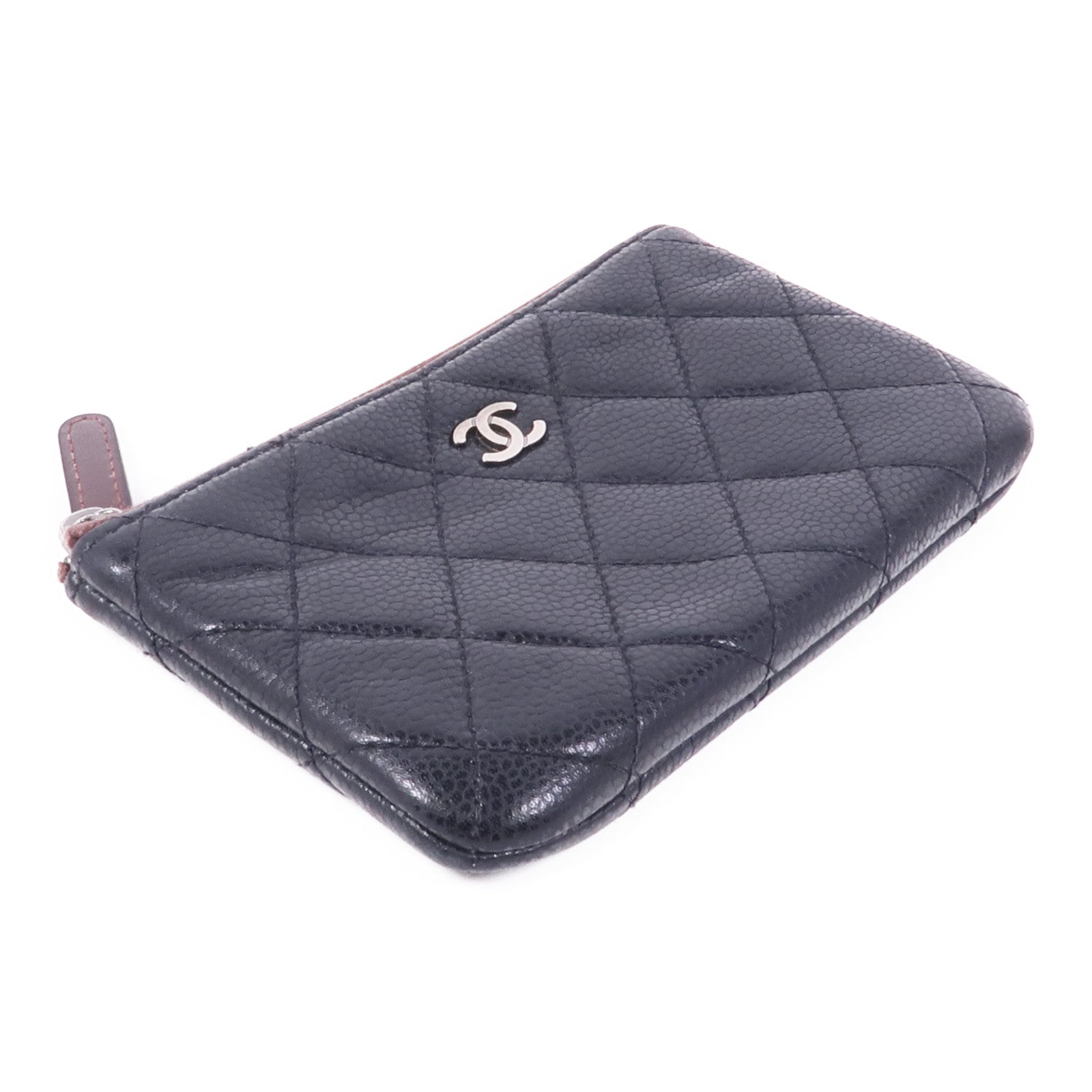 CHANEL 牛皮皮革Pouch銀扣手拿包