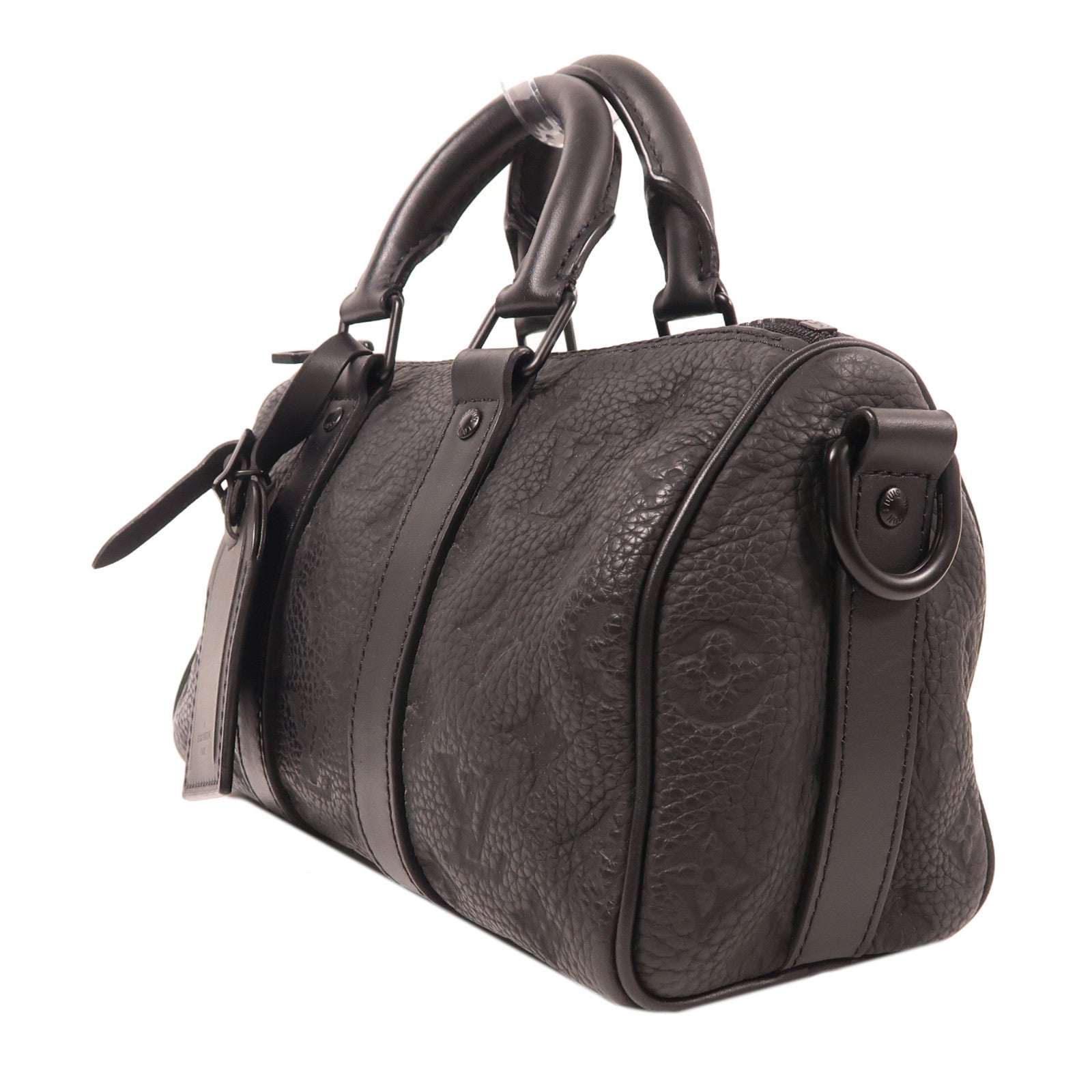 LOUIS VUITTON Taurillon Monogram Keepall Bandouliere 25手挽肩背兩用袋黑色