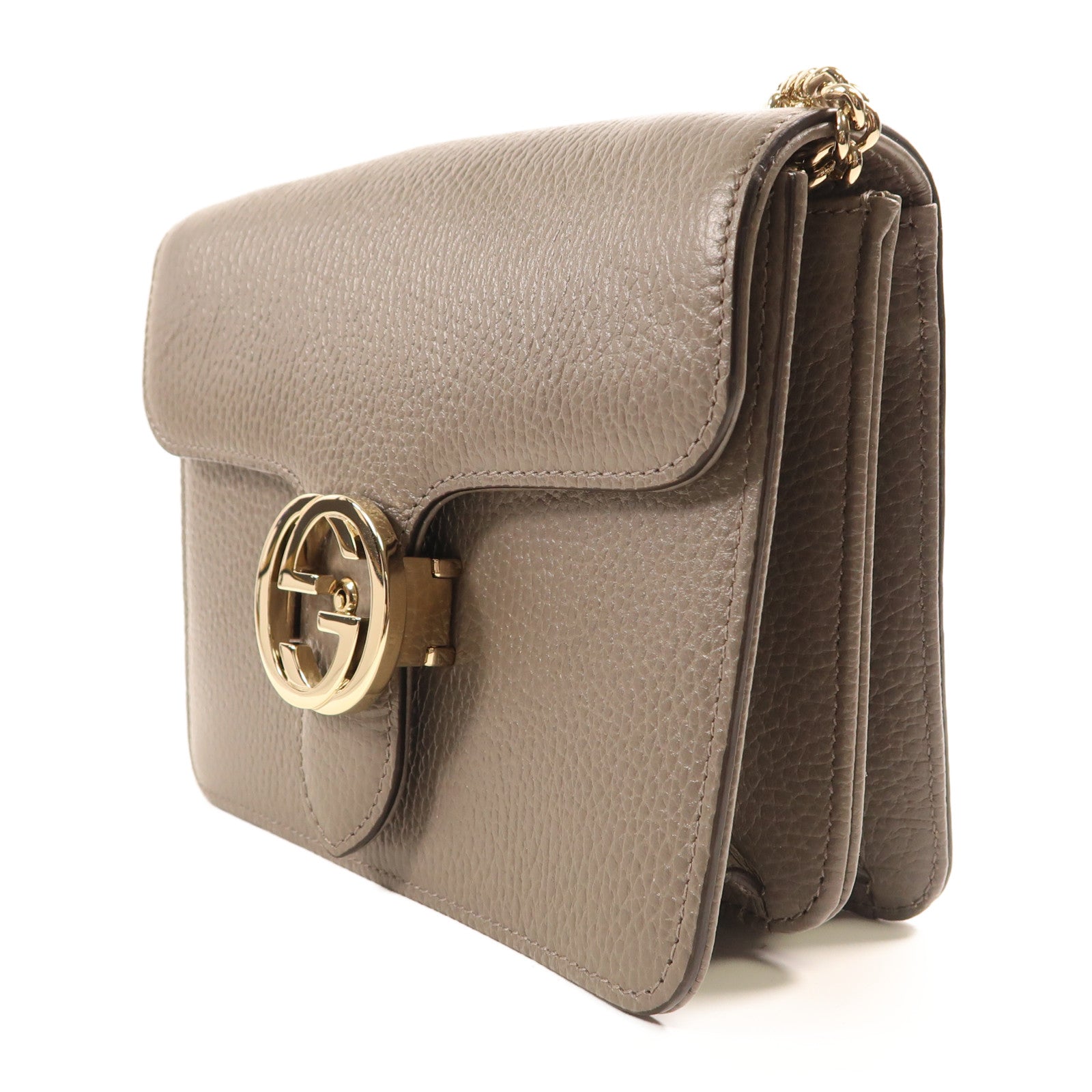 GUCCI  GG GHW Interlock Shoulder Bag 510304 Calfskin Leather Grey