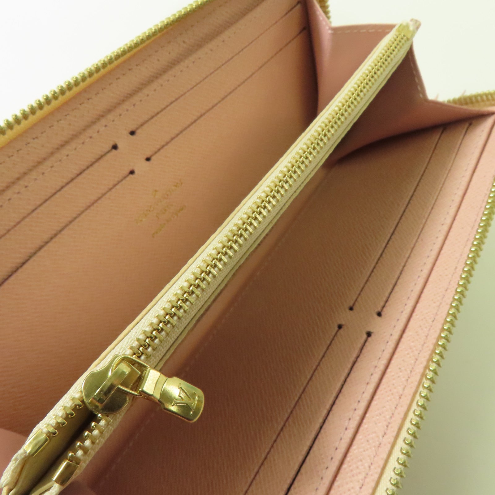 LOUIS VUITTON Damier Azur Zipper Long Wallet金扣長錢包白色