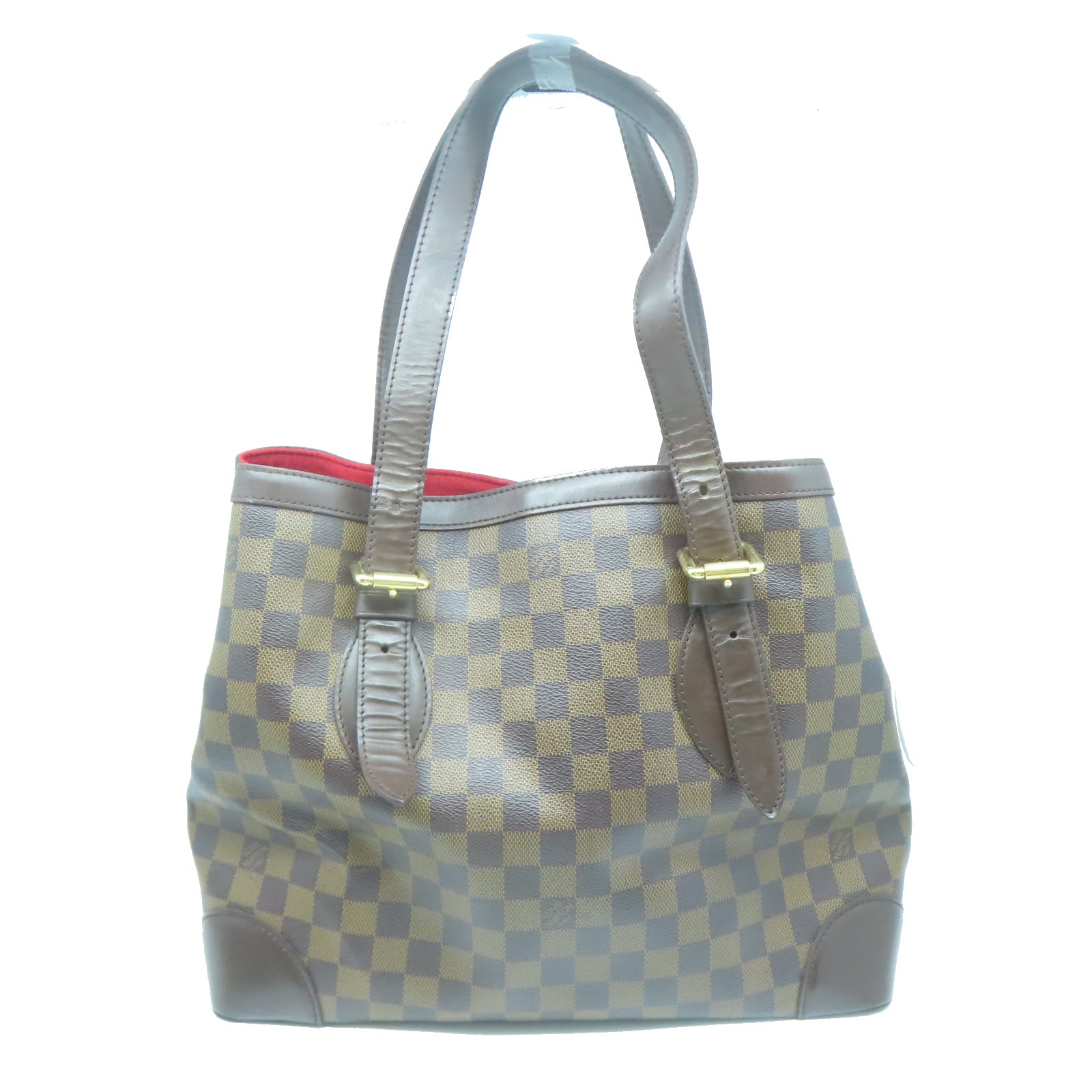 LOUIS VUITTON 【清倉大減價】Damier Hampstead MM金扣手挽袋棕色