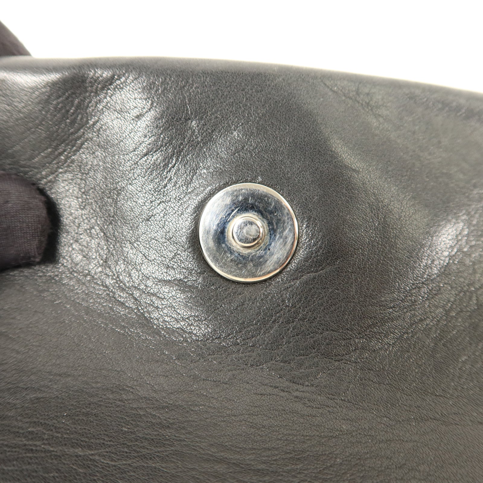 CHANEL 牛皮皮革Handbag銀扣手挽袋