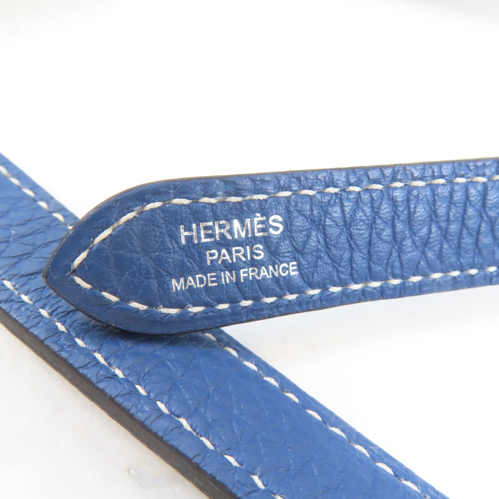 HERMES Clemence皮革Halzan 31銀扣手挽肩背兩用袋藍色