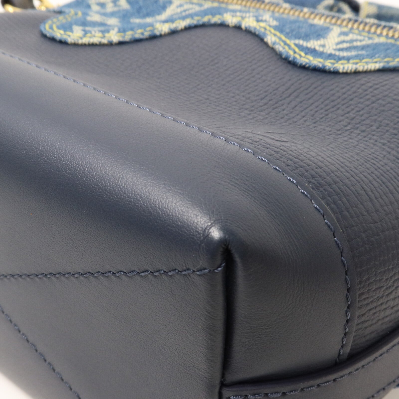 LOUIS VUITTON Monogram Denim/Taurillon Japanese Cruiser手挽肩背兩用袋