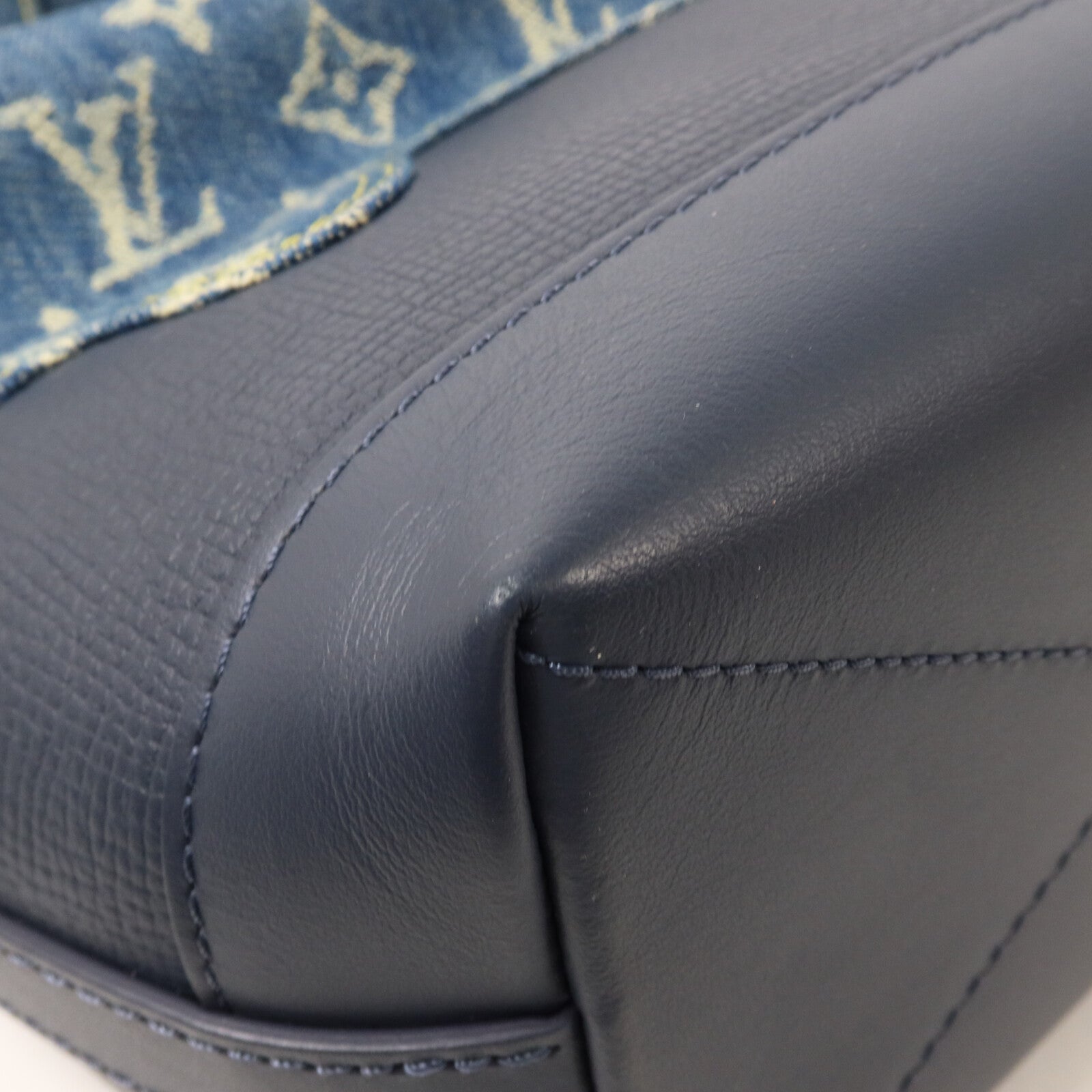 LOUIS VUITTON Monogram Denim/Taurillon Japanese Cruiser手挽肩背兩用袋