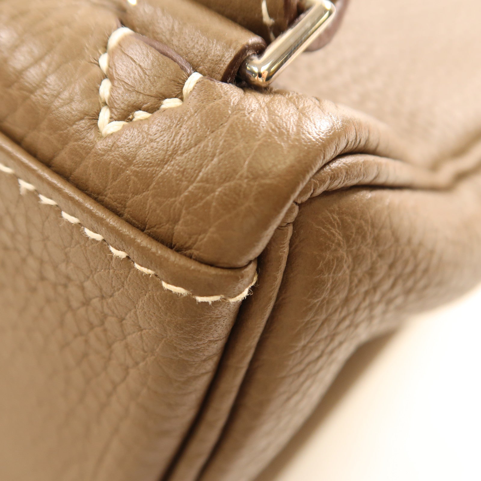 HERMES Clemence皮革Kelly Ado銀扣背包Etoupe