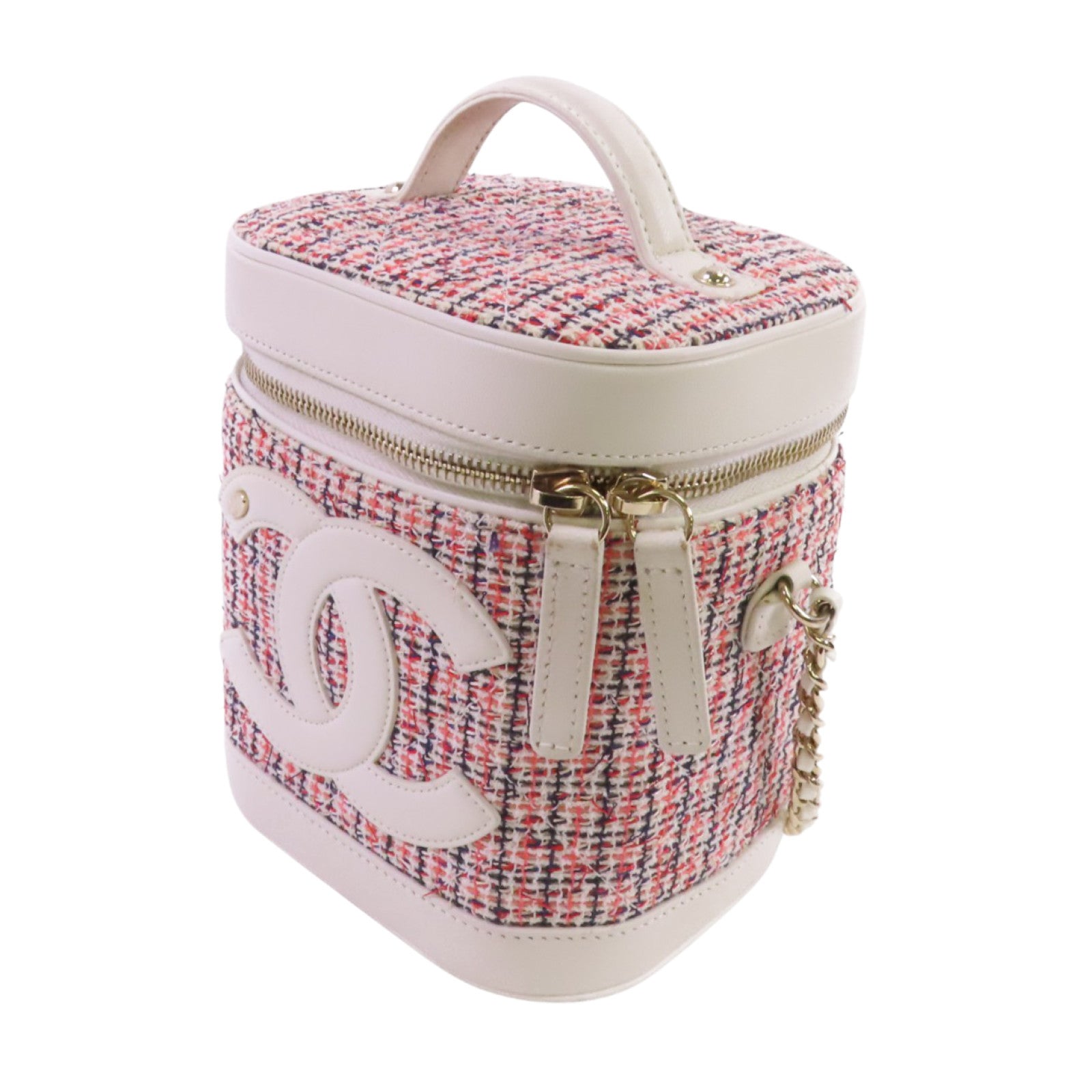 CHANEL 斜紋軟呢Chain Shoulder Bag金扣手挽肩背兩用袋