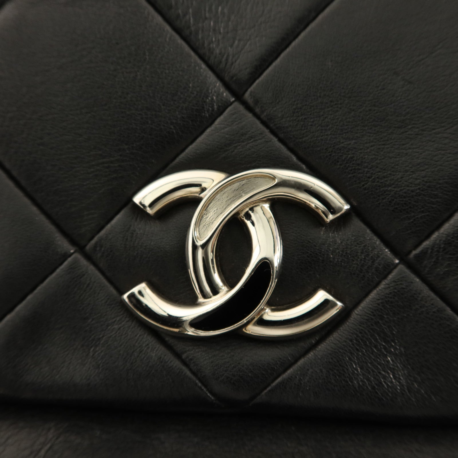 CHANEL 牛皮皮革Handbag銀扣手挽袋