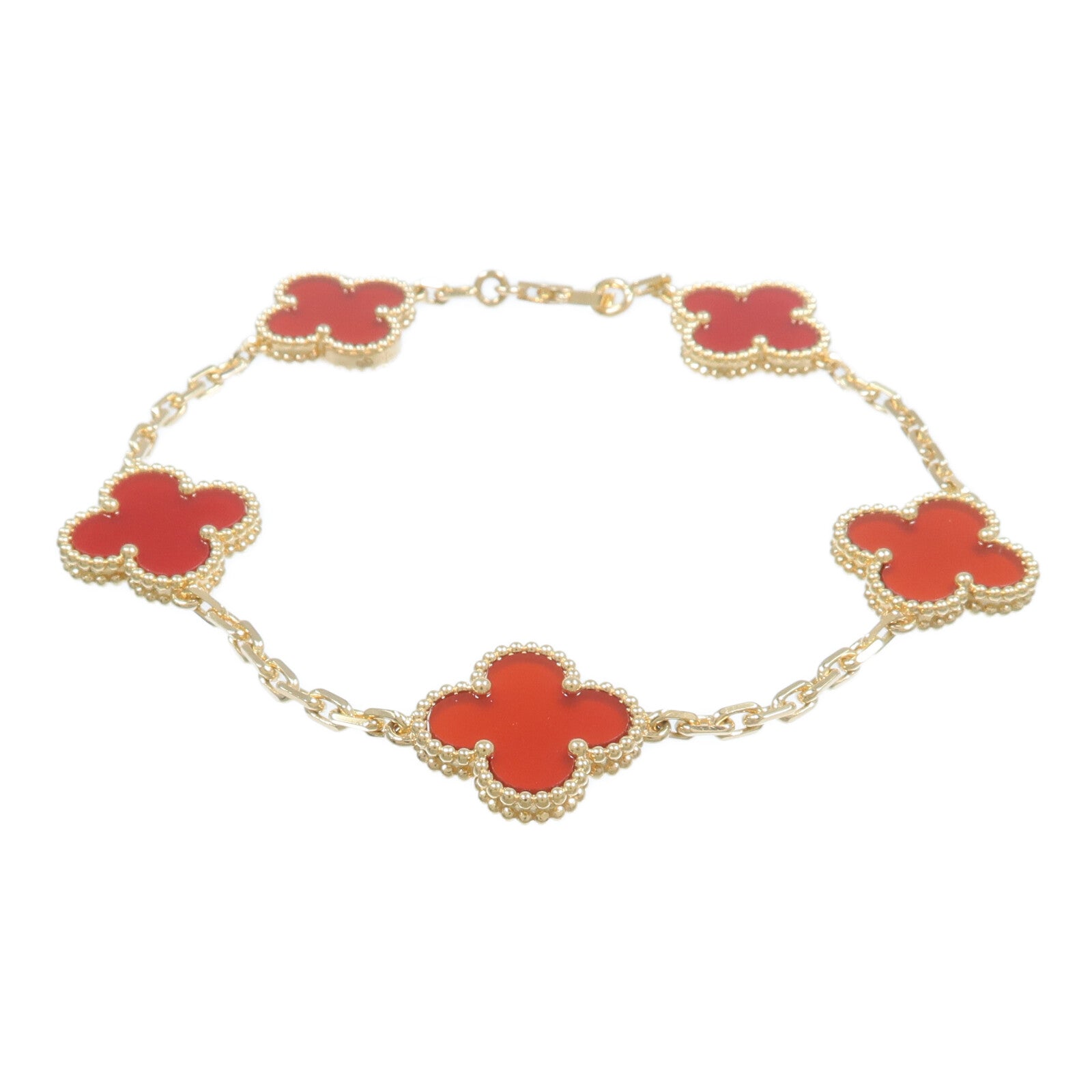 Van Cleef & Arpels 18K黃金Vintage Alhambre Bracelet紅玉髓手鏈