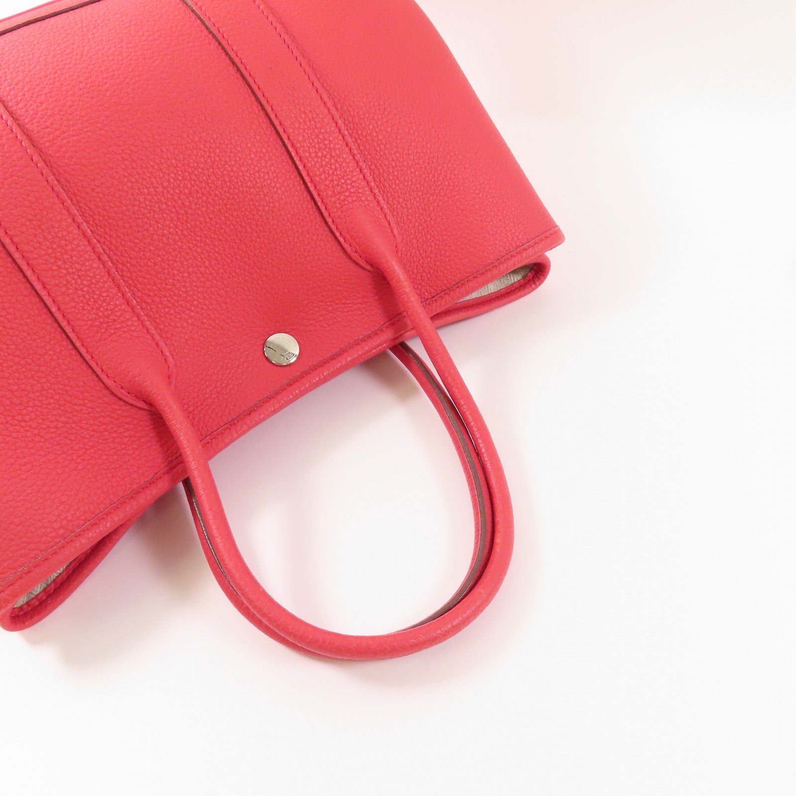 HERMES 【激減優惠】Negonda皮革GardenParty 30銀扣手挽袋Rose Jaipur