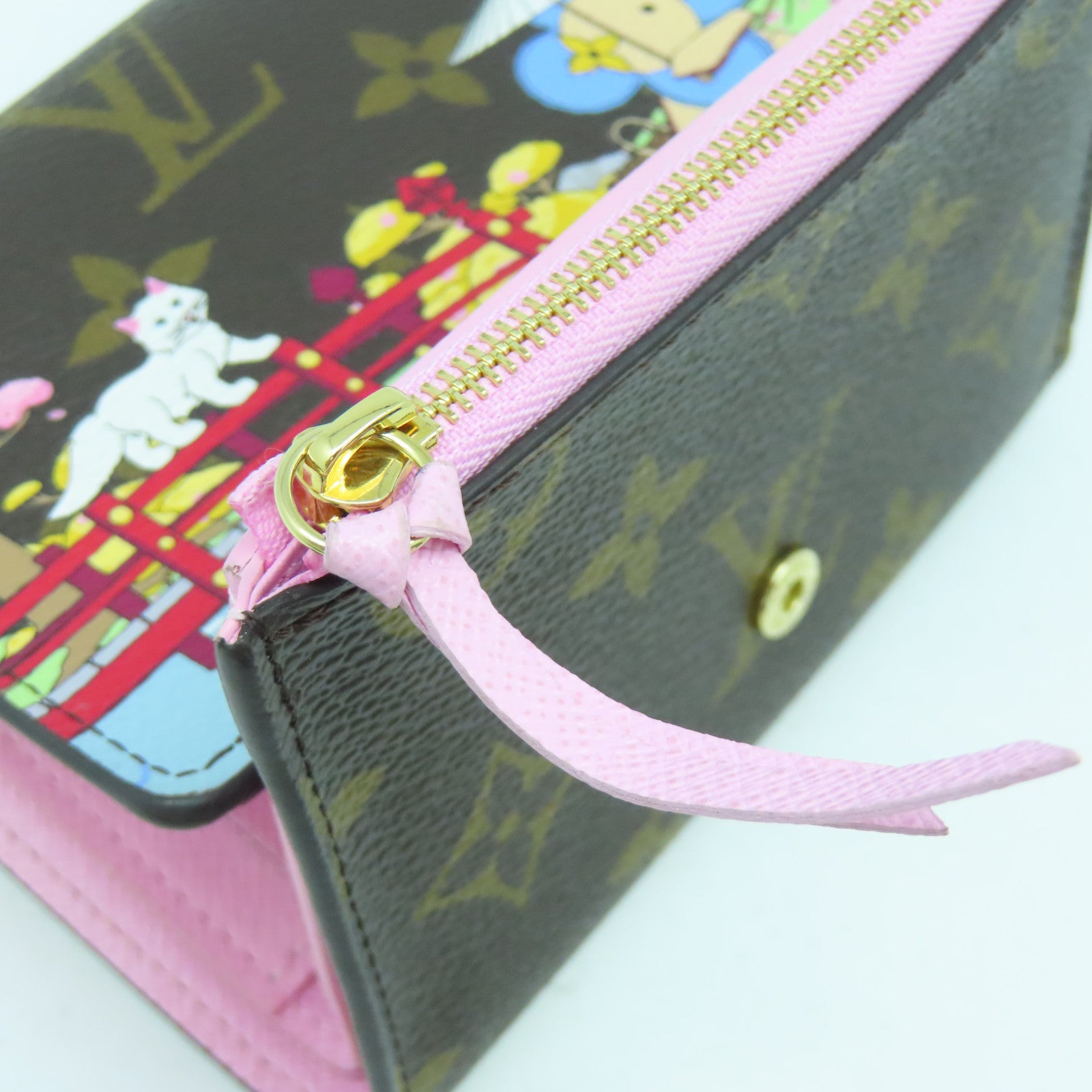 LOUIS VUITTON 【激減優惠】Monogram Wallet金扣錢包啡色/粉紅色