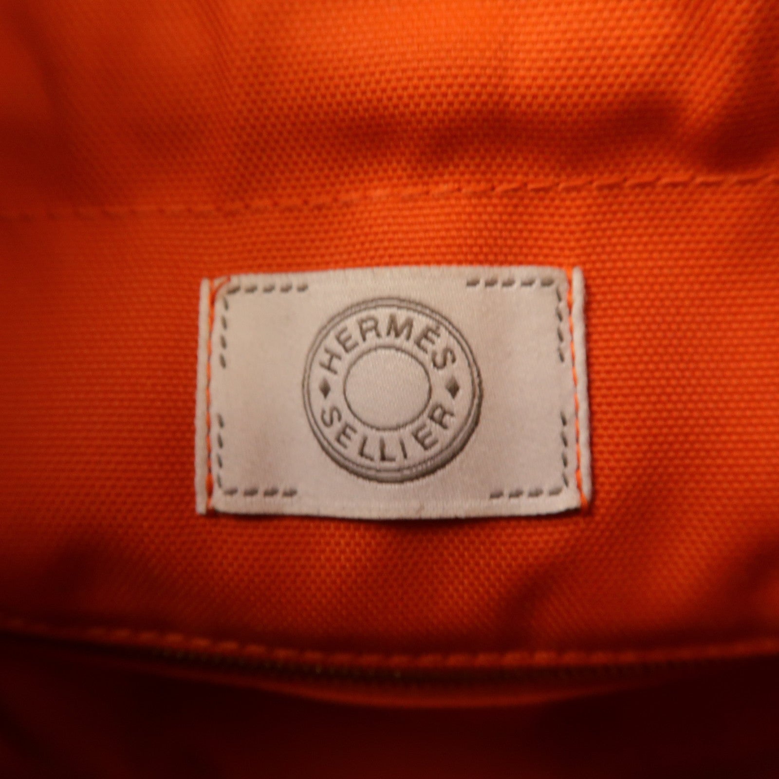 HERMES 帆布Grooming Bag銀扣手挽肩背兩用袋深藍色