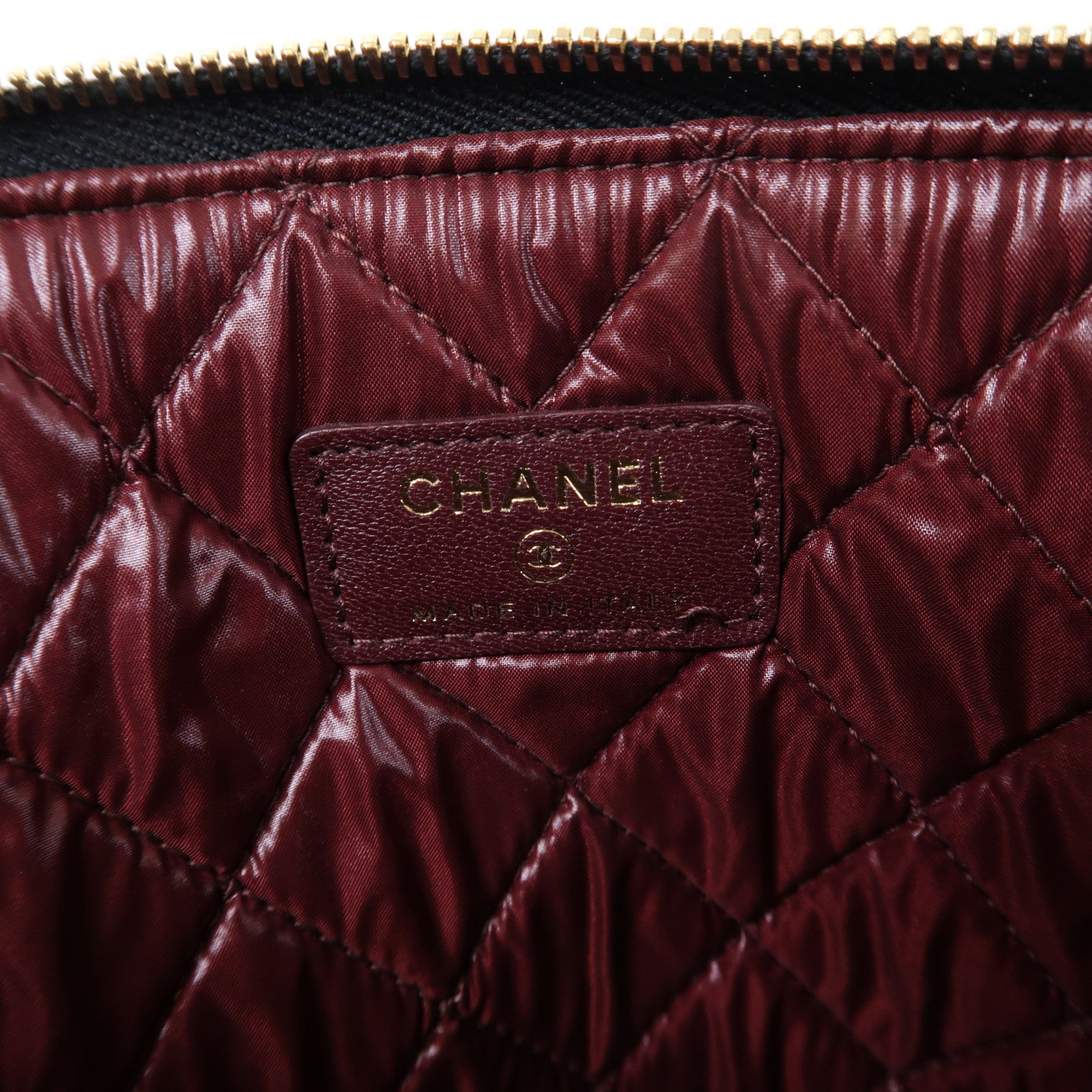 CHANEL 菱格牛皮皮革Clutch金扣手拿包黑色