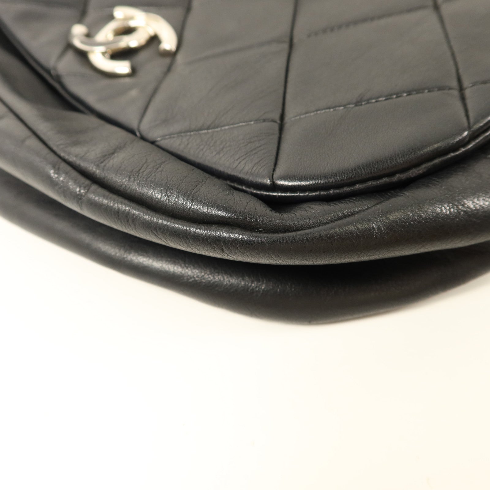 CHANEL 牛皮皮革Handbag銀扣手挽袋