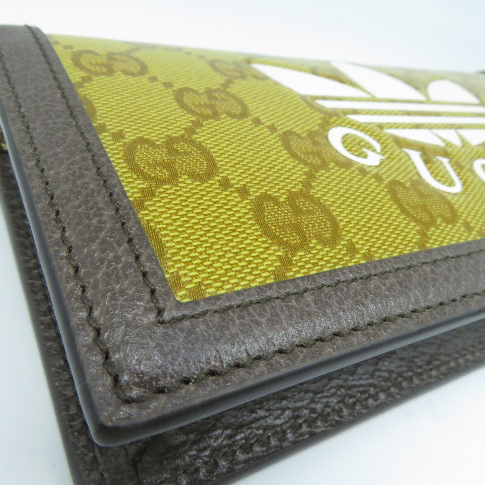 GUCCI 【清倉大減價】牛皮皮革/塗層帆布Wallet With Chain金扣鏈帶肩背袋芥末色/啡色