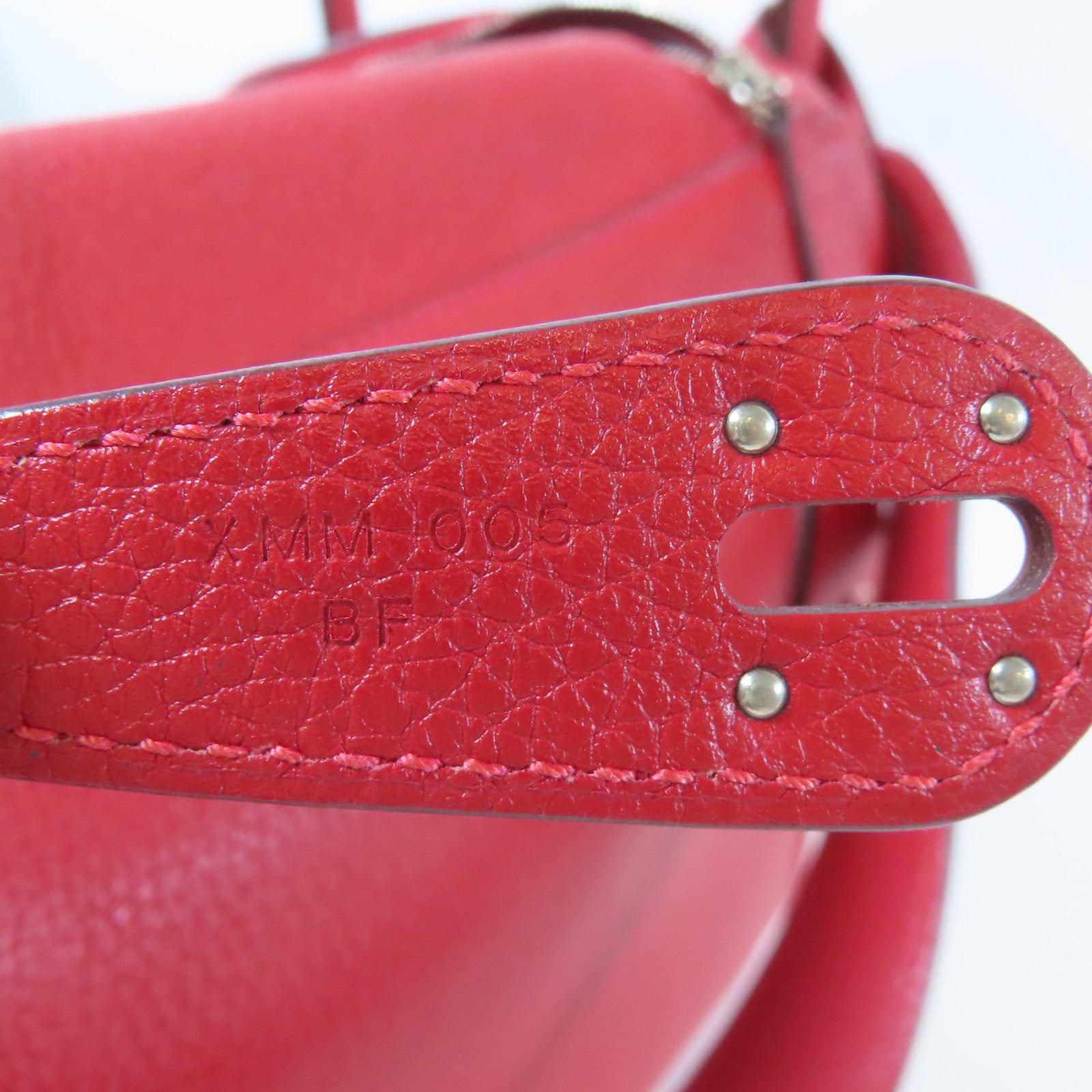 HERMES 【激減優惠】Clemence皮革Lindy 26銀扣肩背袋紅色