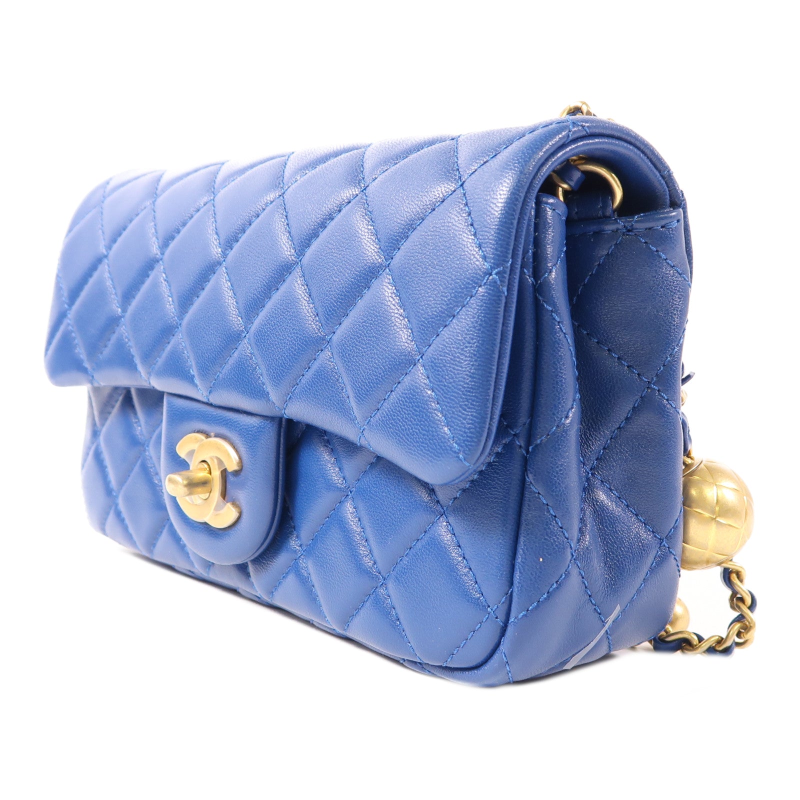 CHANEL 羊皮皮革Mini Classic 20金扣鏈帶肩背袋