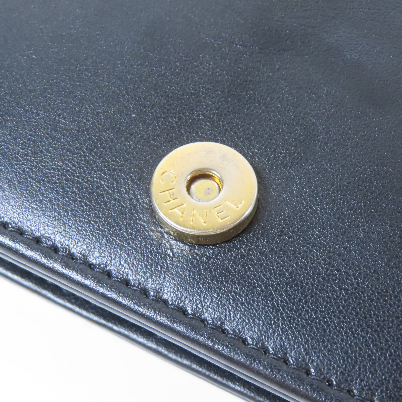 CHANEL 菱格牛皮皮革Gabrille Wallet On Chain金扣鏈帶肩背袋黑色