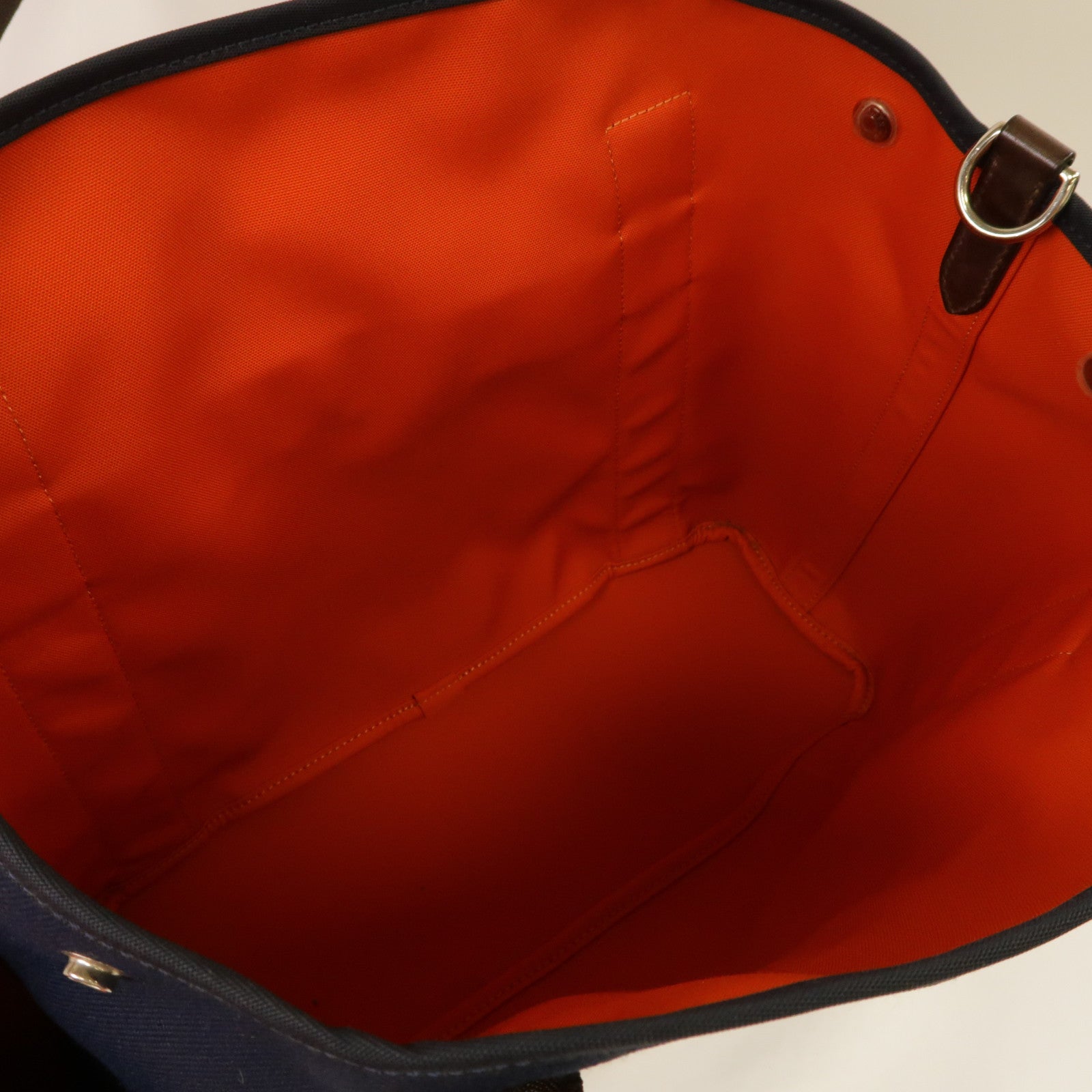 HERMES 帆布Grooming Bag銀扣手挽肩背兩用袋深藍色