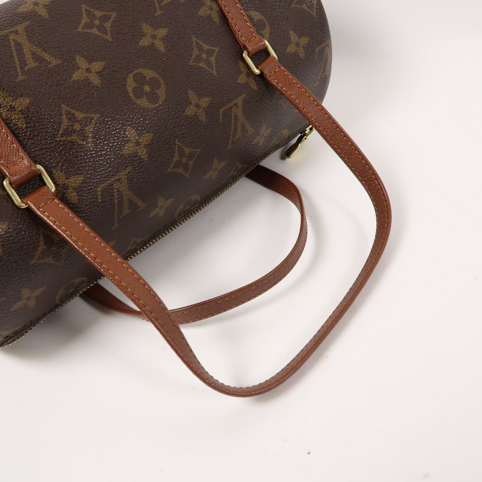 LOUIS VUITTON Monogram Papillon PM金扣手挽袋啡色