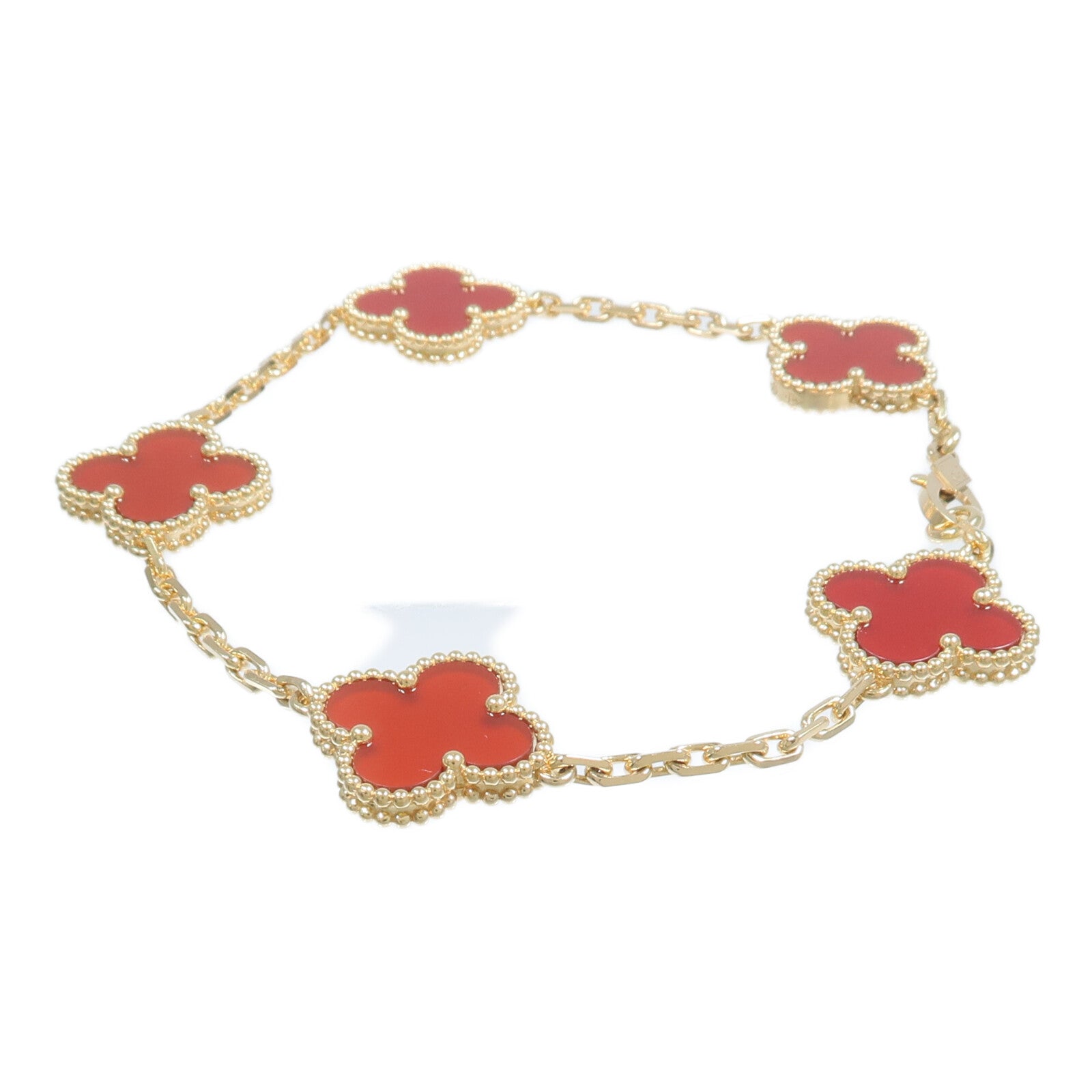 Van Cleef & Arpels 18K黃金Vintage Alhambre Bracelet紅玉髓手鏈