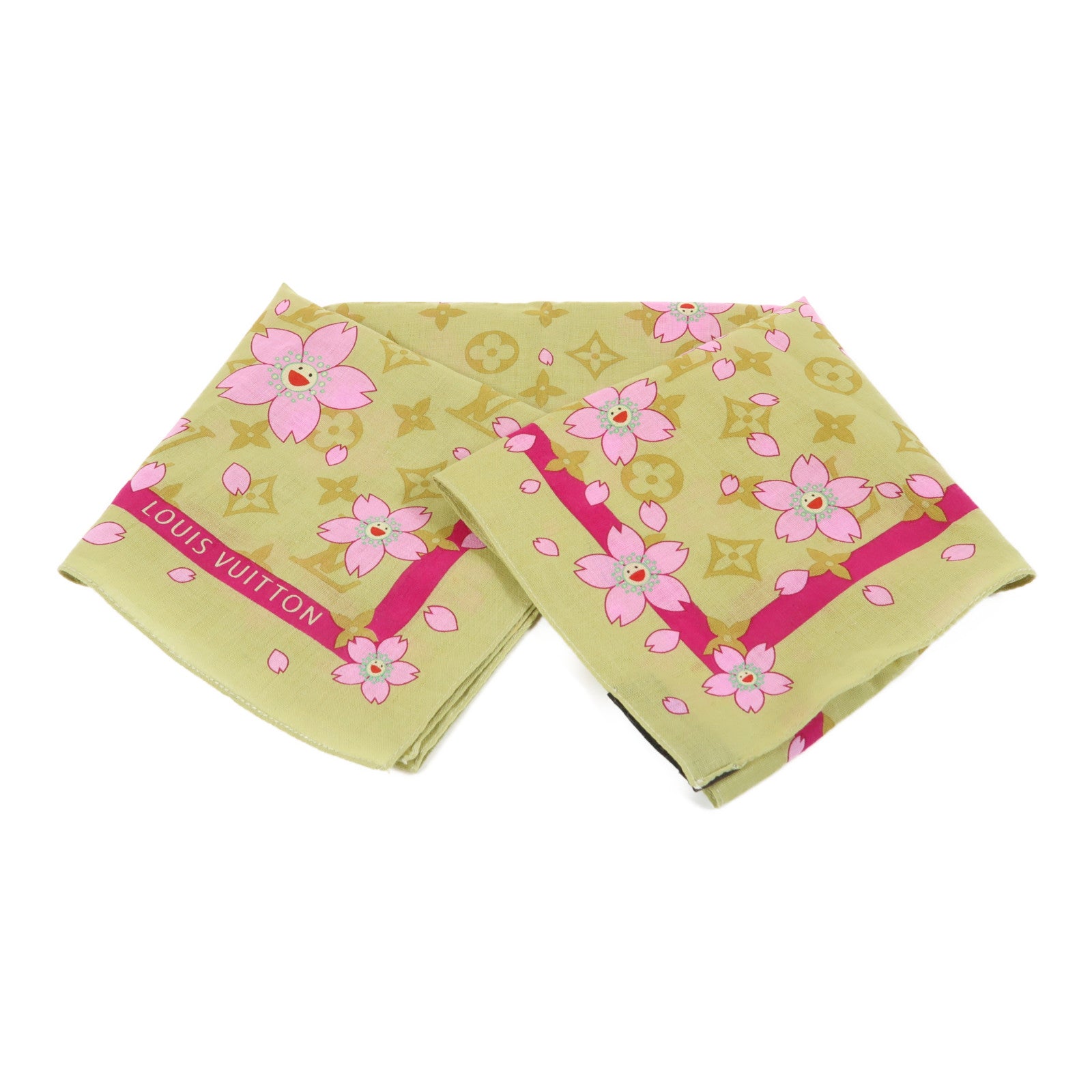LOUIS VUITTON 【激減優惠】棉質Scarf絲巾黃色/粉紅色