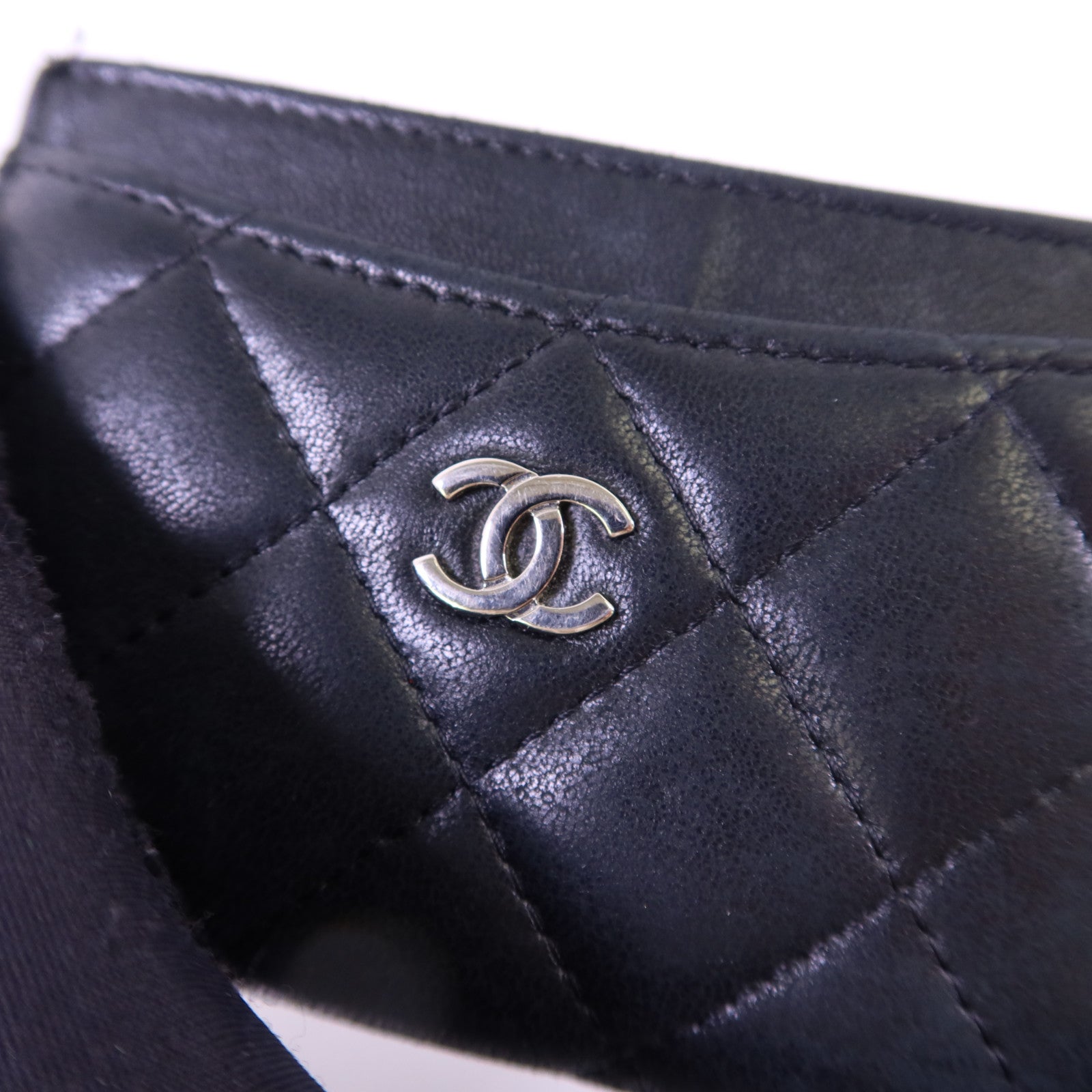 CHANEL 羊皮皮革Card Case銀扣卡片套