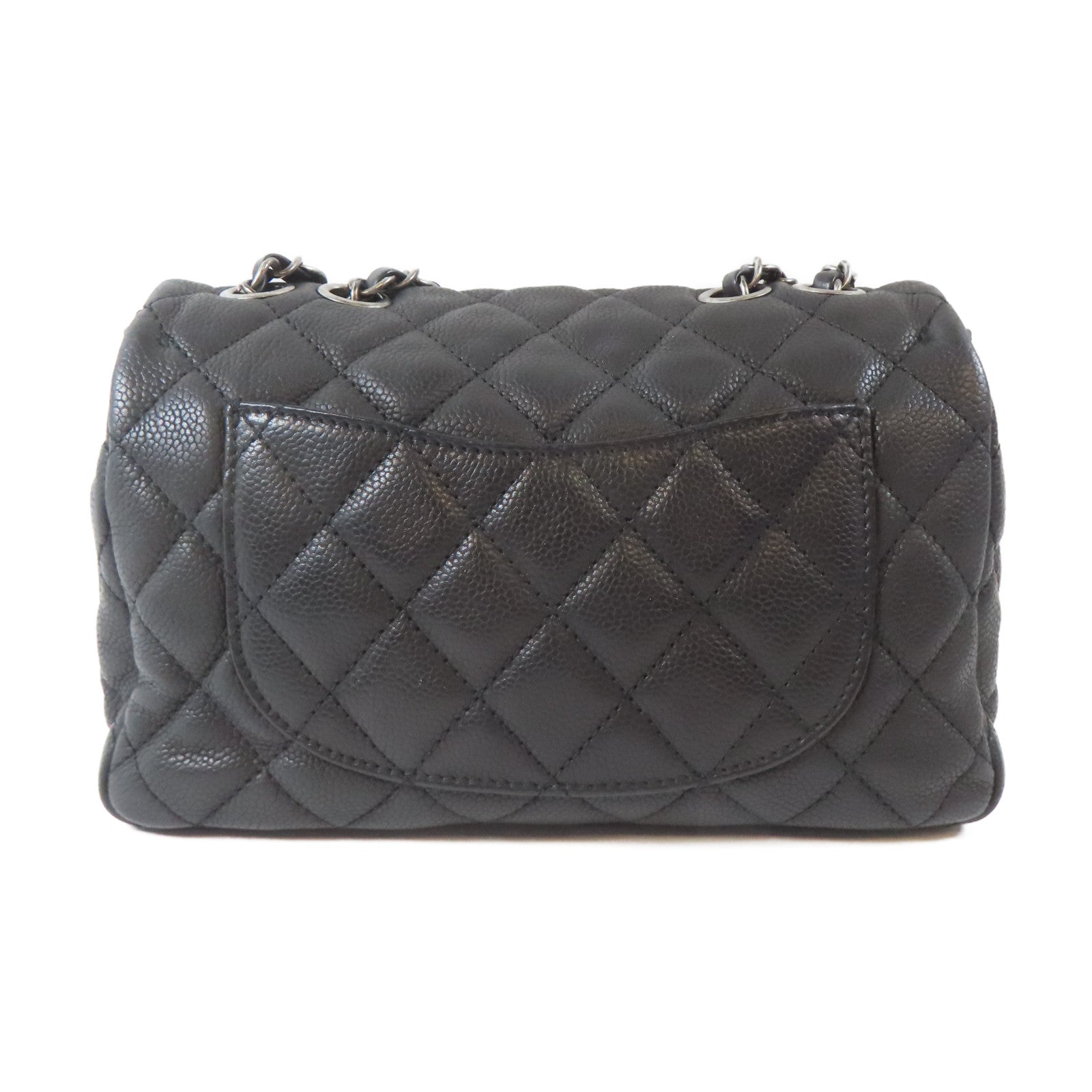 CHANEL 菱格Caviar皮革Chain Shoulder Bag黑扣鏈帶肩背袋黑色