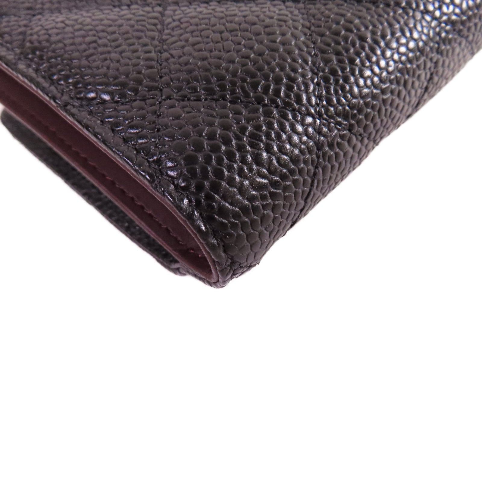 CHANEL 菱格Caviar皮革Medium Wallet金扣中長錢包黑色