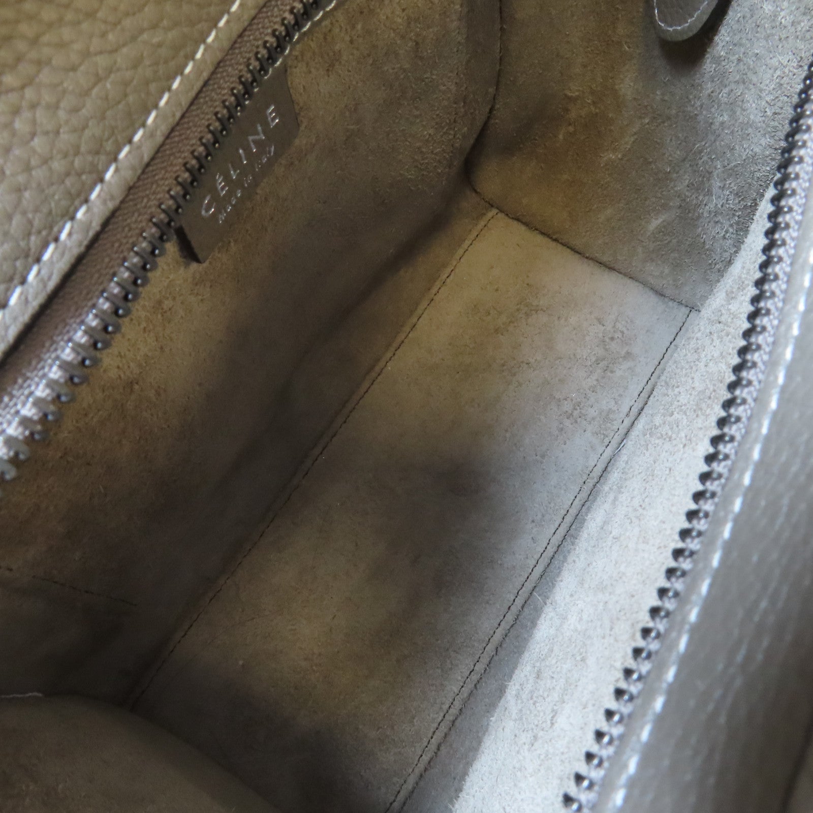 CELINE **【激減優惠】牛皮皮革Nano Luggage銀扣手挽肩背兩用袋灰色