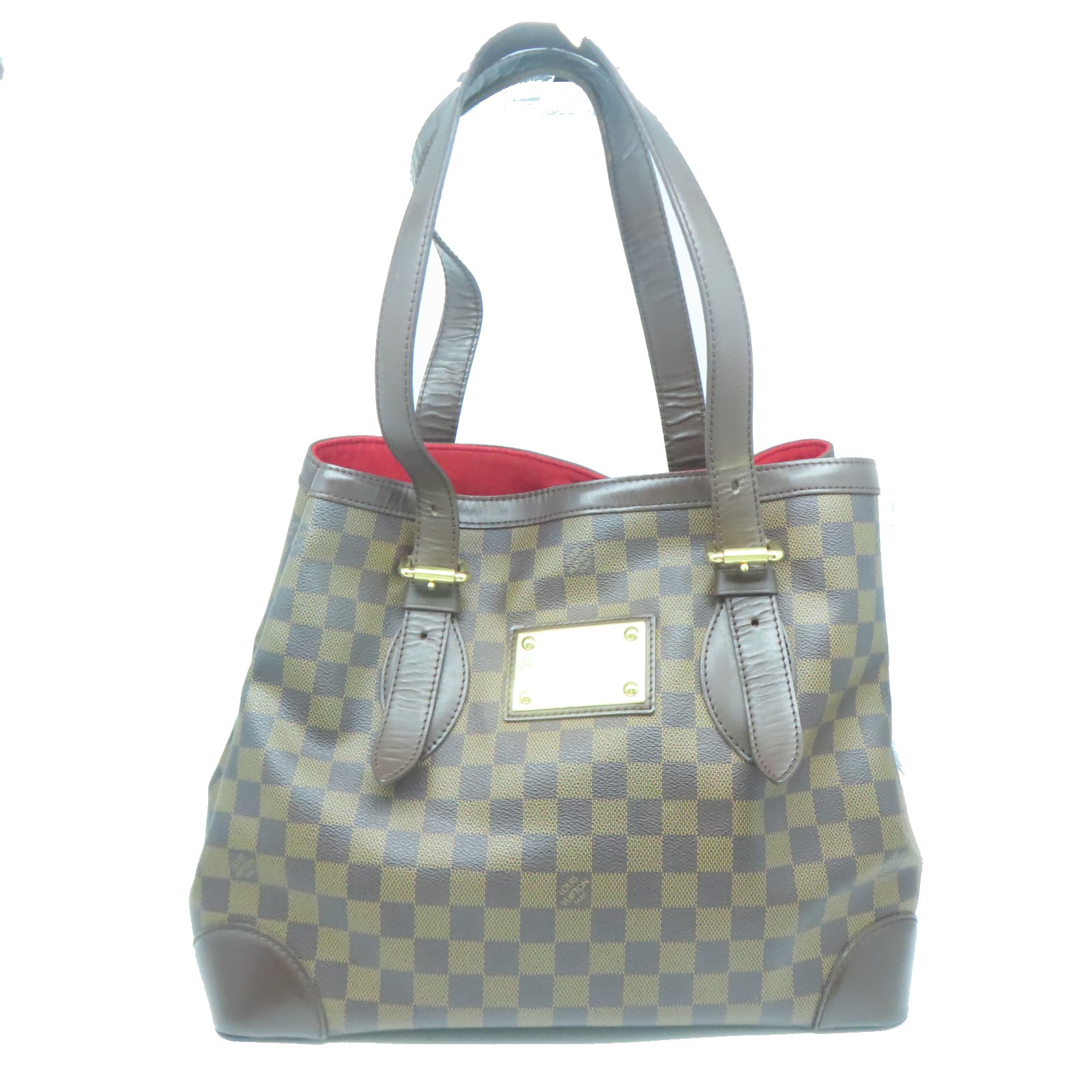 LOUIS VUITTON 【清倉大減價】Damier Hampstead MM金扣手挽袋棕色