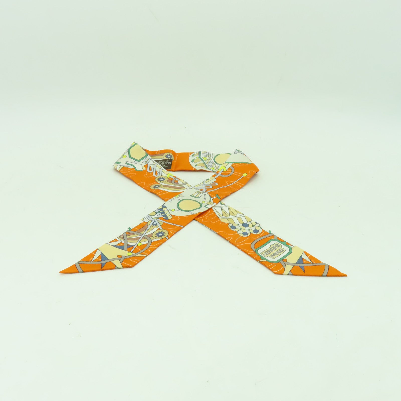 HERMES 【激減優惠】絲質Twilly絲巾橙色/彩色