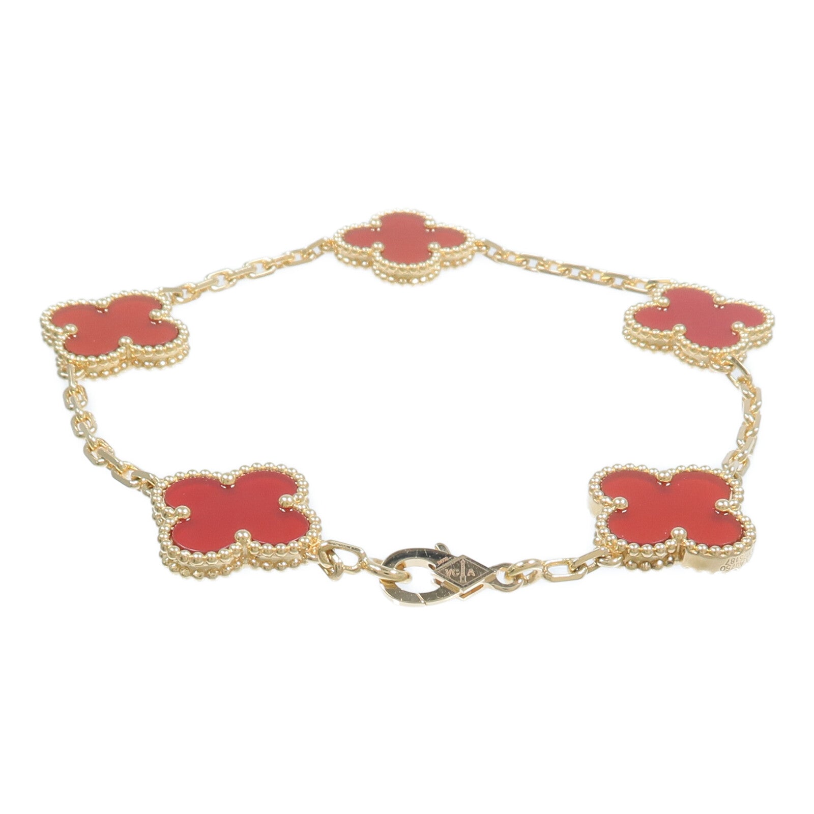 Van Cleef & Arpels 18K黃金Vintage Alhambre Bracelet紅玉髓手鏈
