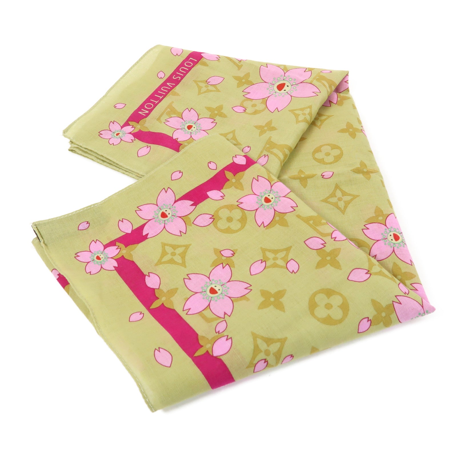 LOUIS VUITTON 【激減優惠】棉質Scarf絲巾黃色/粉紅色