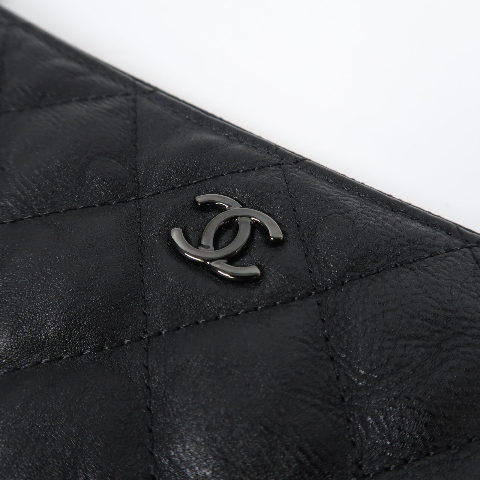 CHANEL 菱格牛皮皮革Clutch手拿包黑色