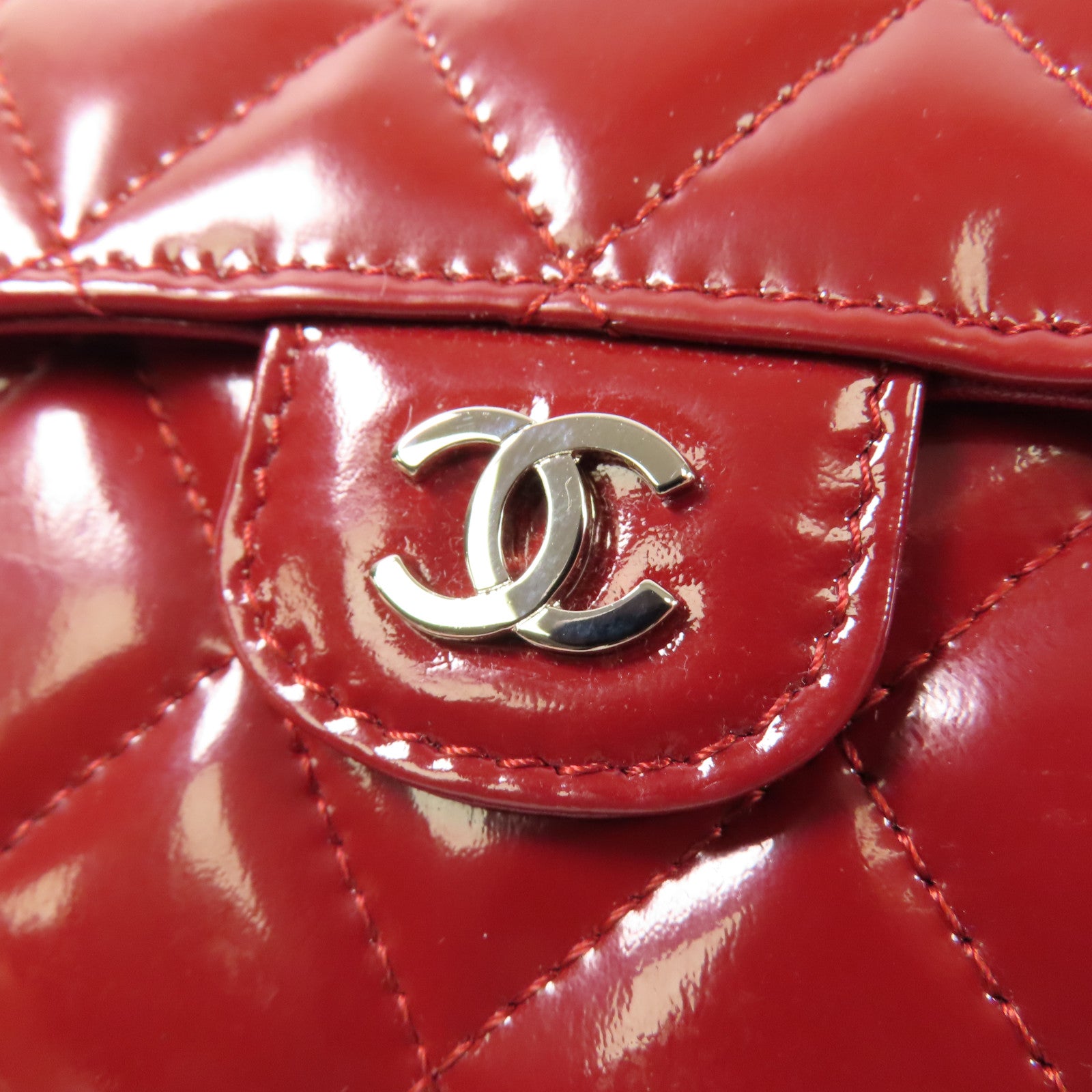 CHANEL 漆皮皮革Card Case銀扣卡片套