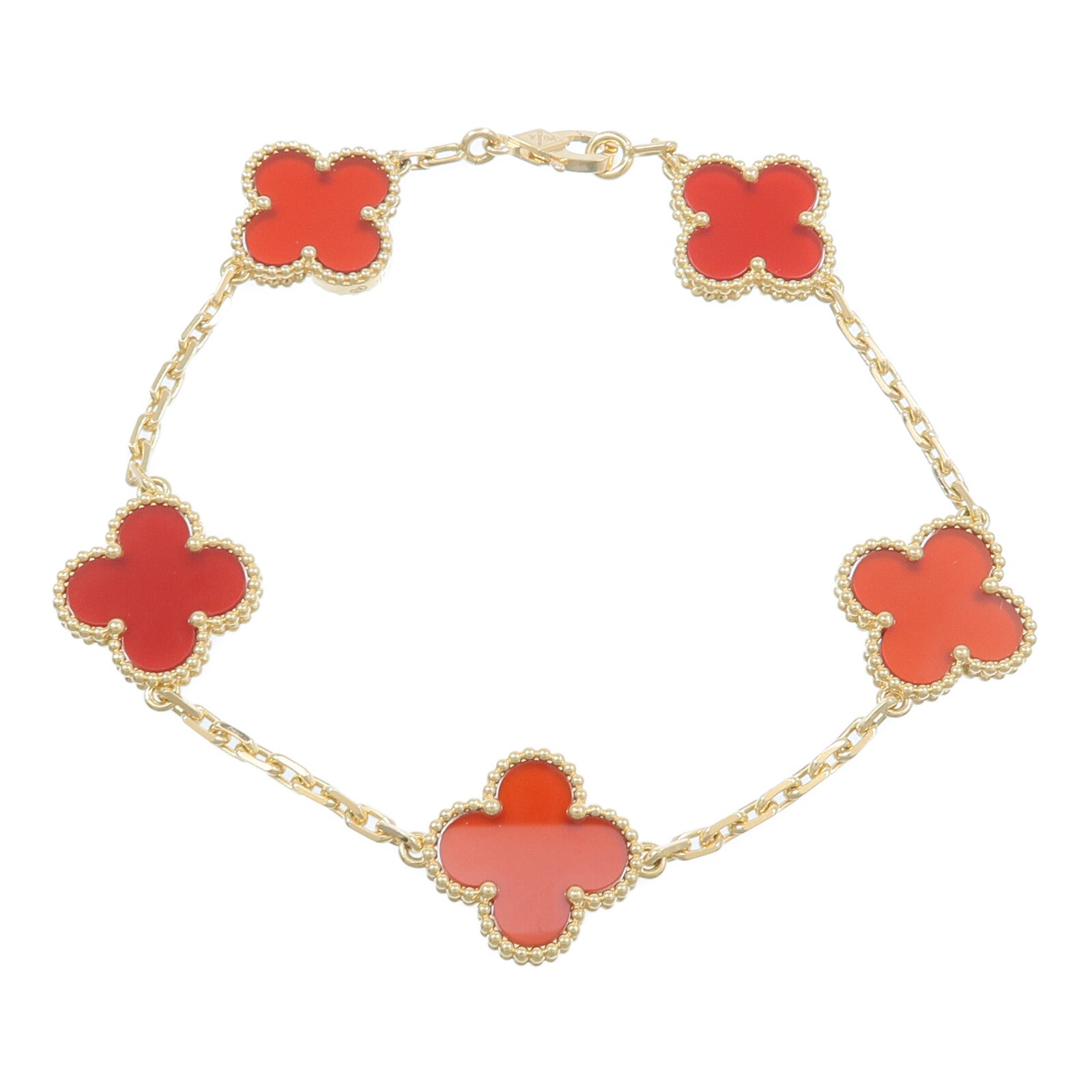 Van Cleef & Arpels 18K黃金Vintage Alhambre Bracelet紅玉髓手鏈