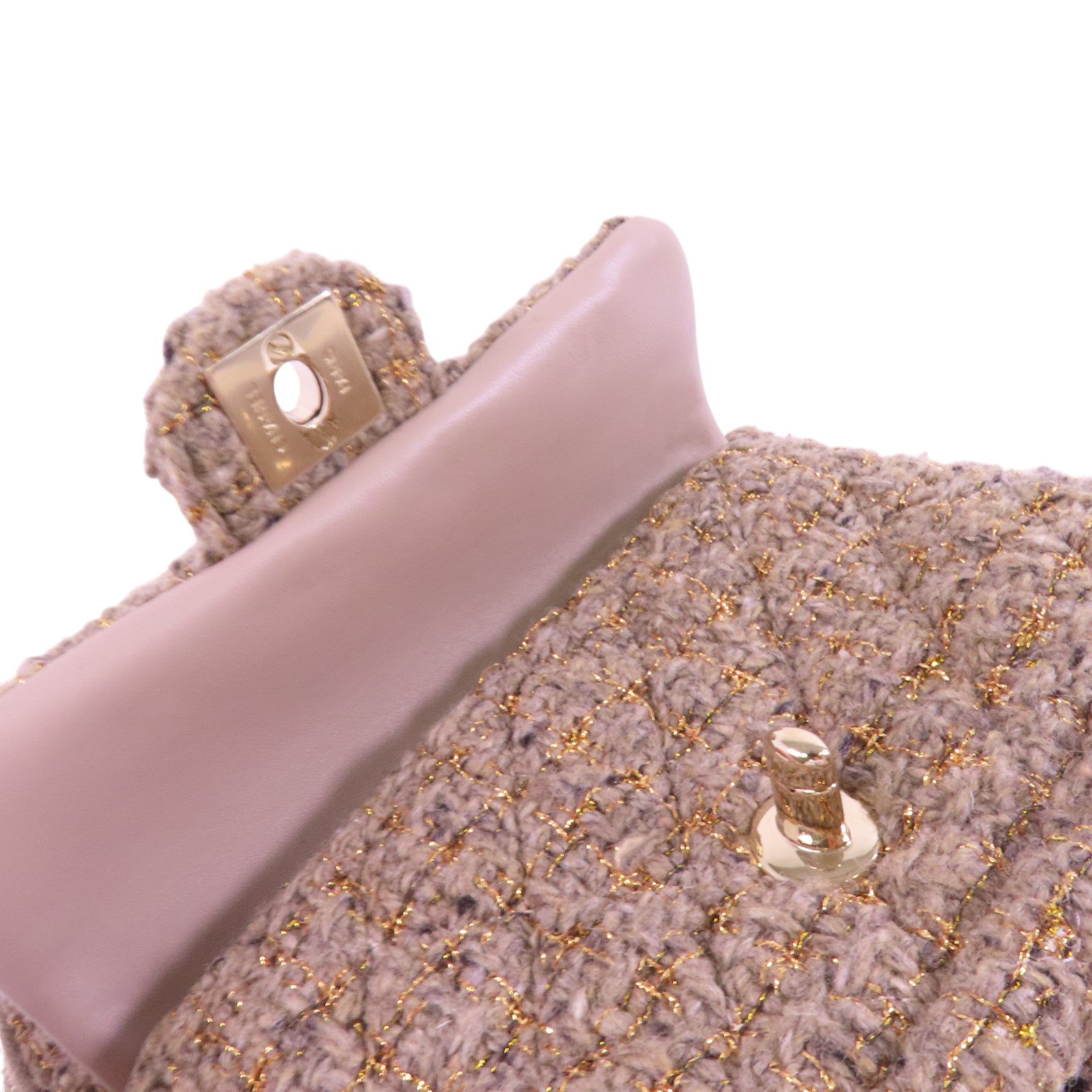 CHANEL 斜紋軟呢Backpack金扣肩背袋