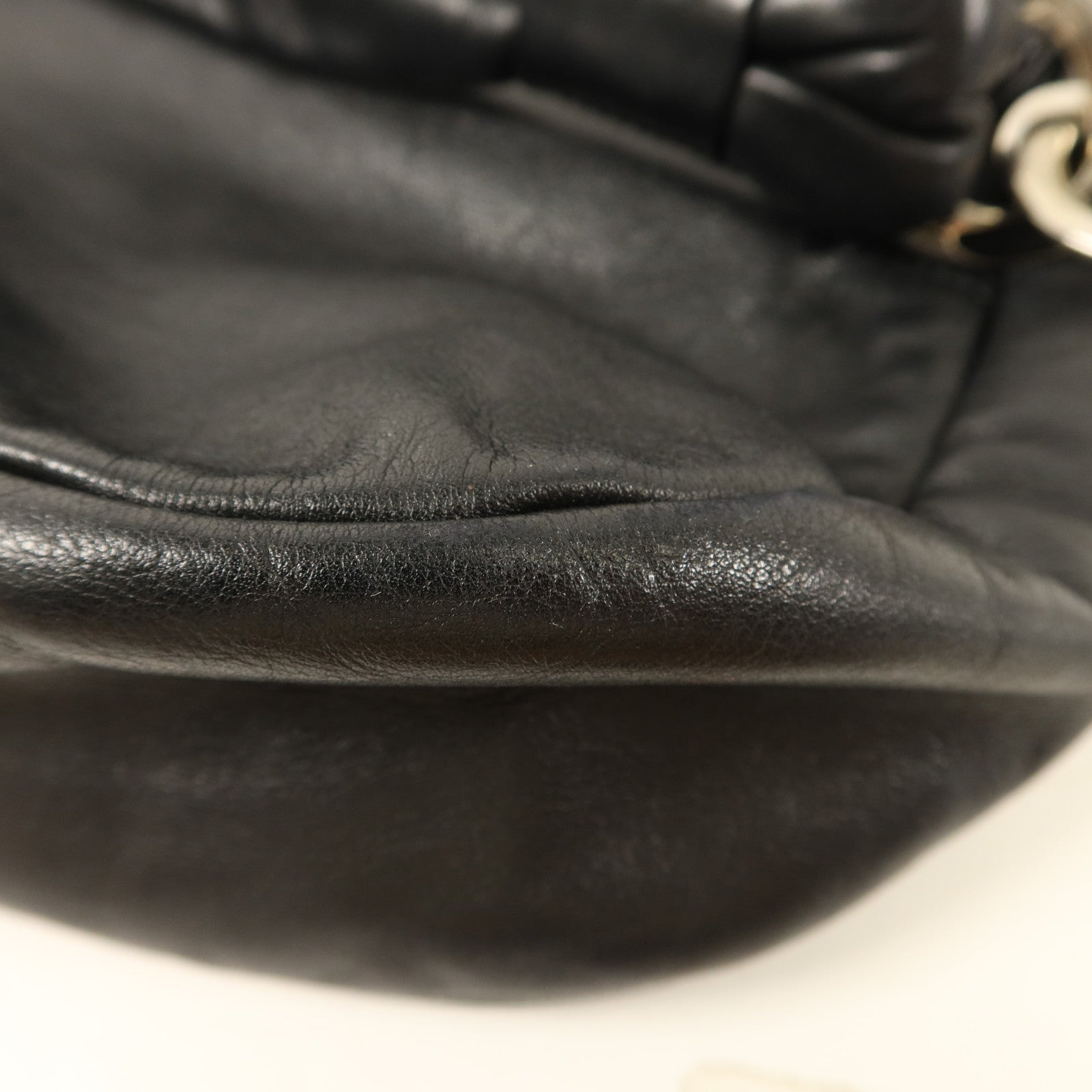 CHANEL 牛皮皮革Handbag銀扣手挽袋