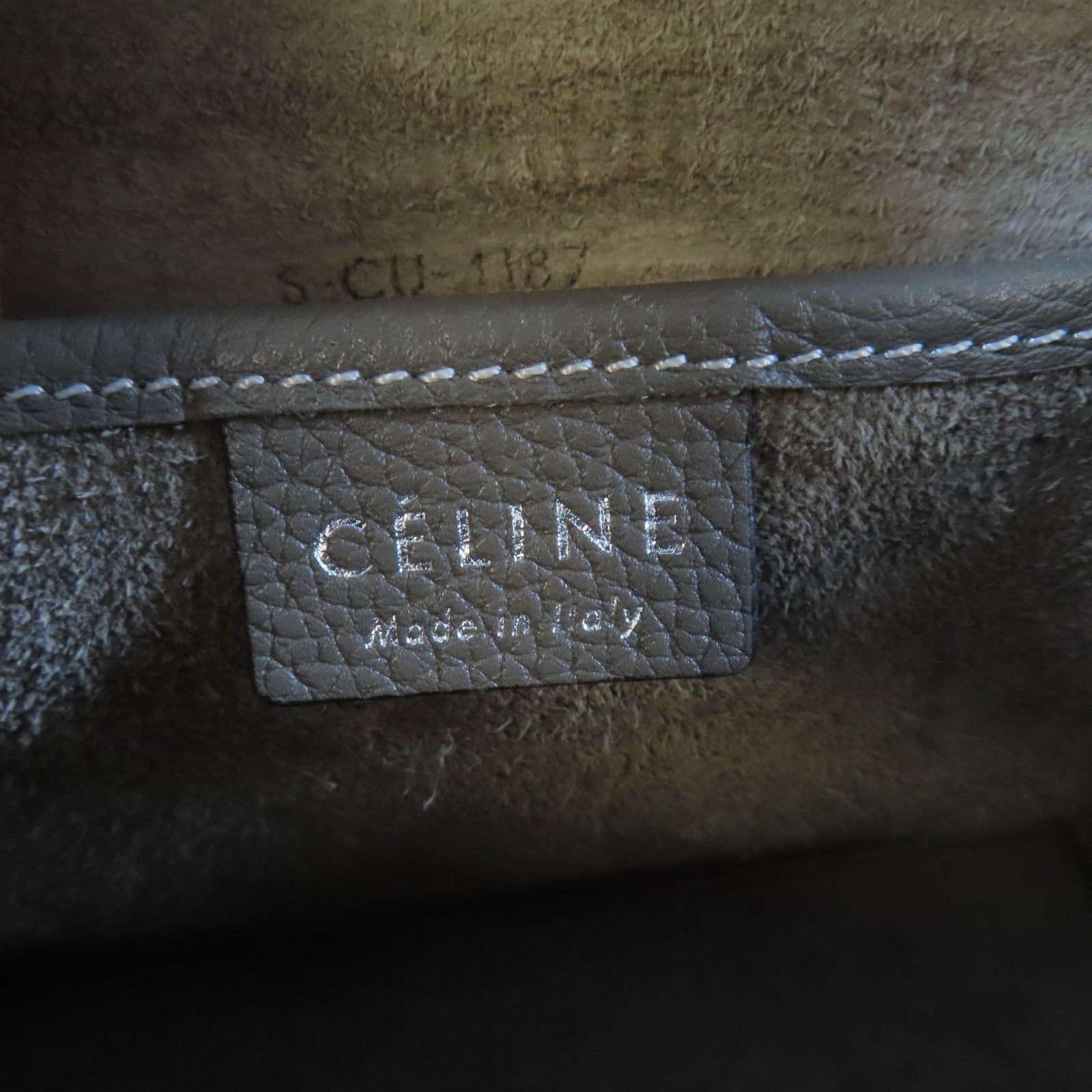 CELINE **【激減優惠】牛皮皮革Nano Luggage銀扣手挽肩背兩用袋灰色