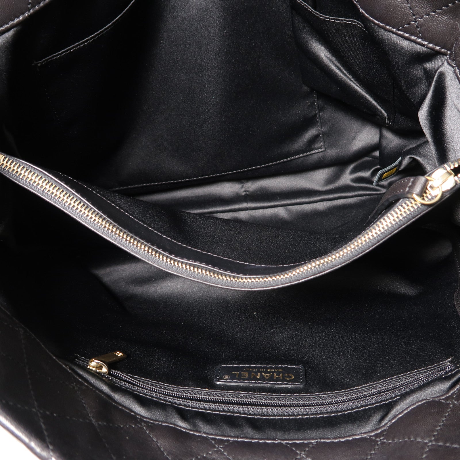 CHANEL 菱格羊皮皮革Chain Shoulder Tote金扣鏈帶肩背/手挽袋黑色