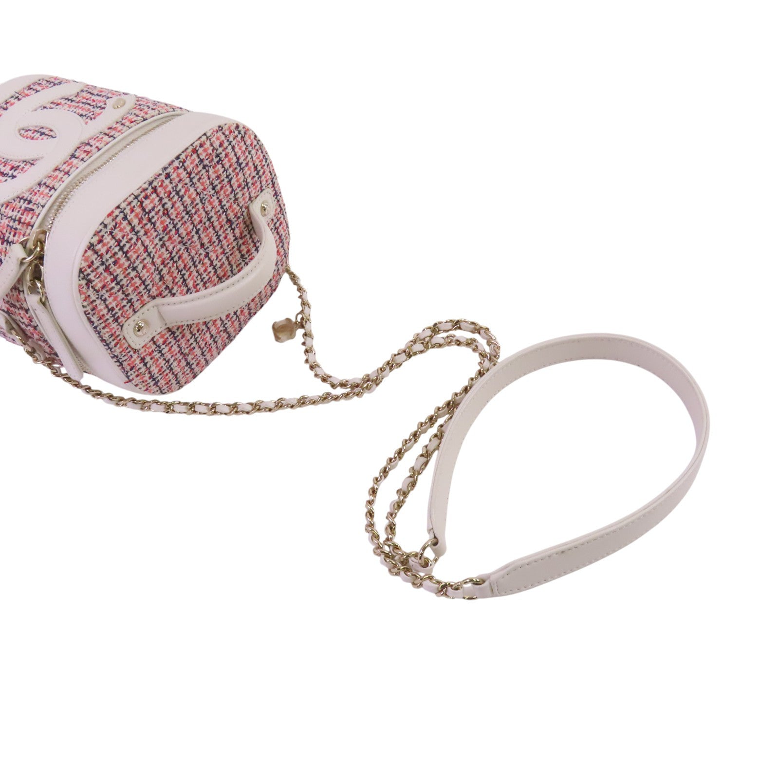 CHANEL 斜紋軟呢Chain Shoulder Bag金扣手挽肩背兩用袋